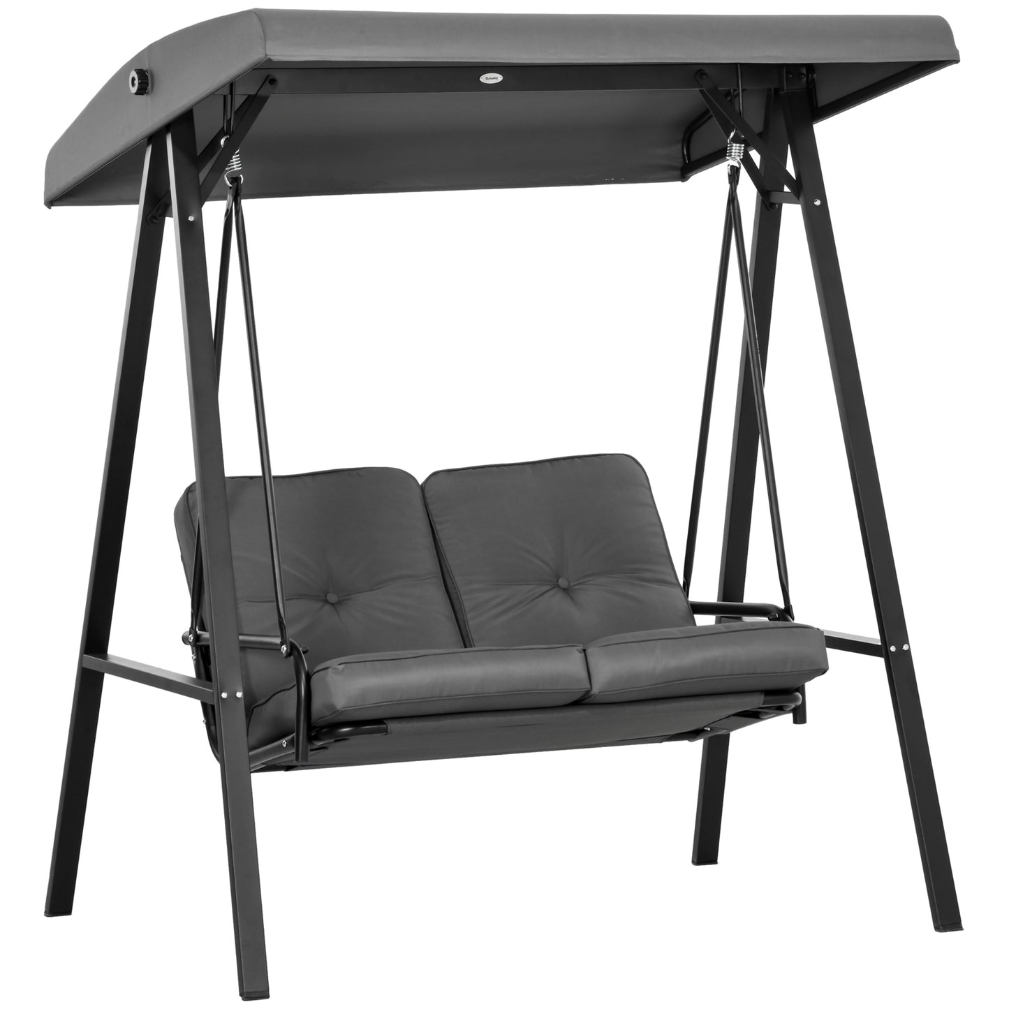 Two-Seater Garden Swing Bench, with Adjustable Canopy