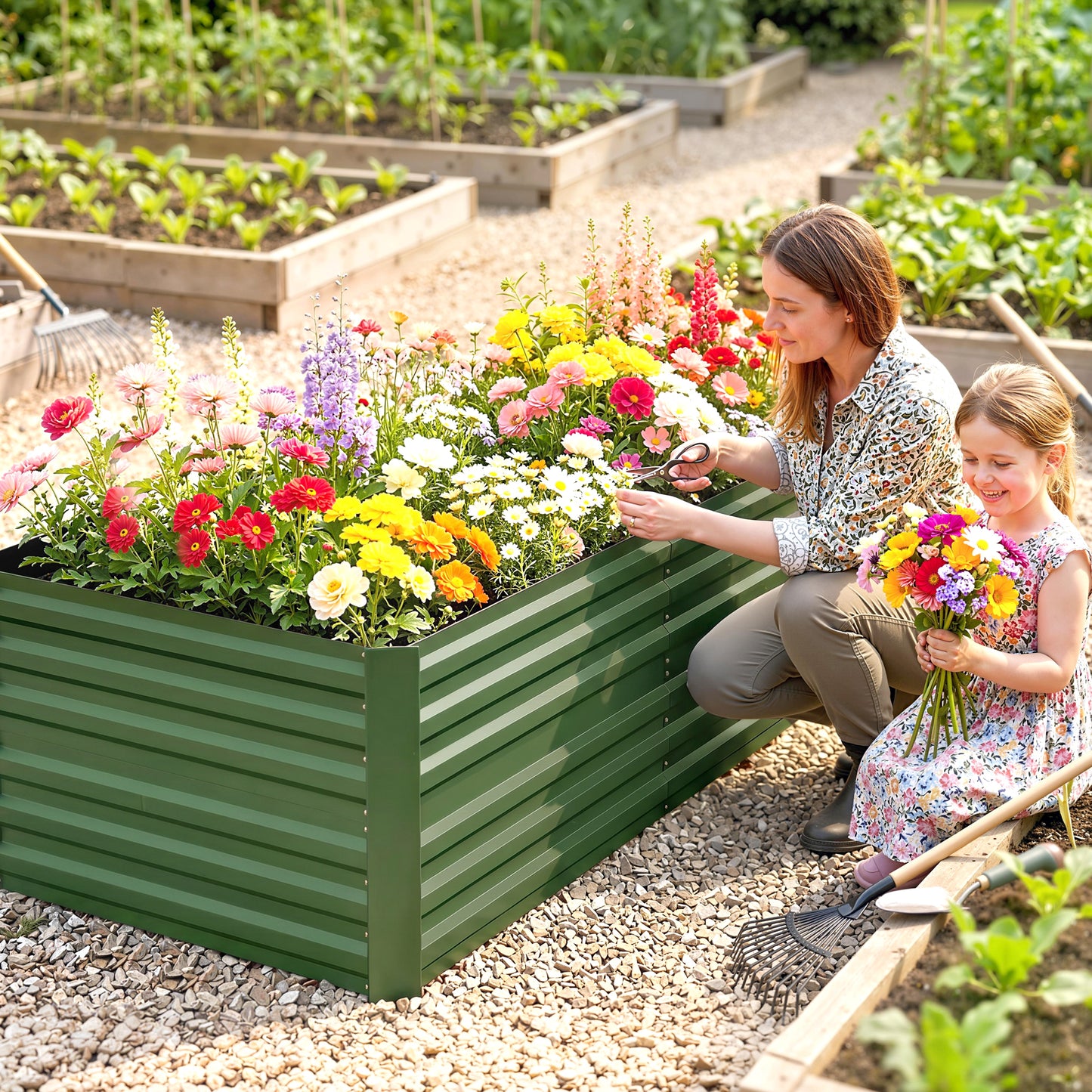 Raised Beds for Garden, Galvanised Steel Outdoor Planters (3)