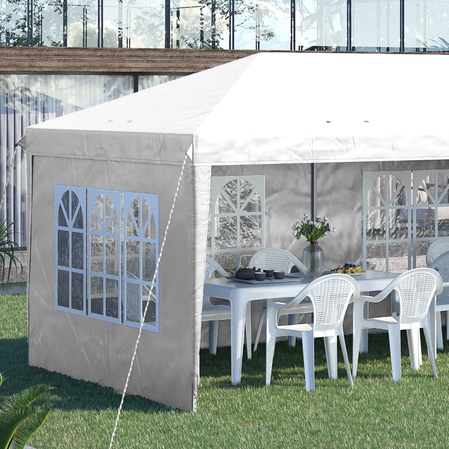 3 x 6m Pop Up Gazebo, Height Adjustable Marquee Party Tent