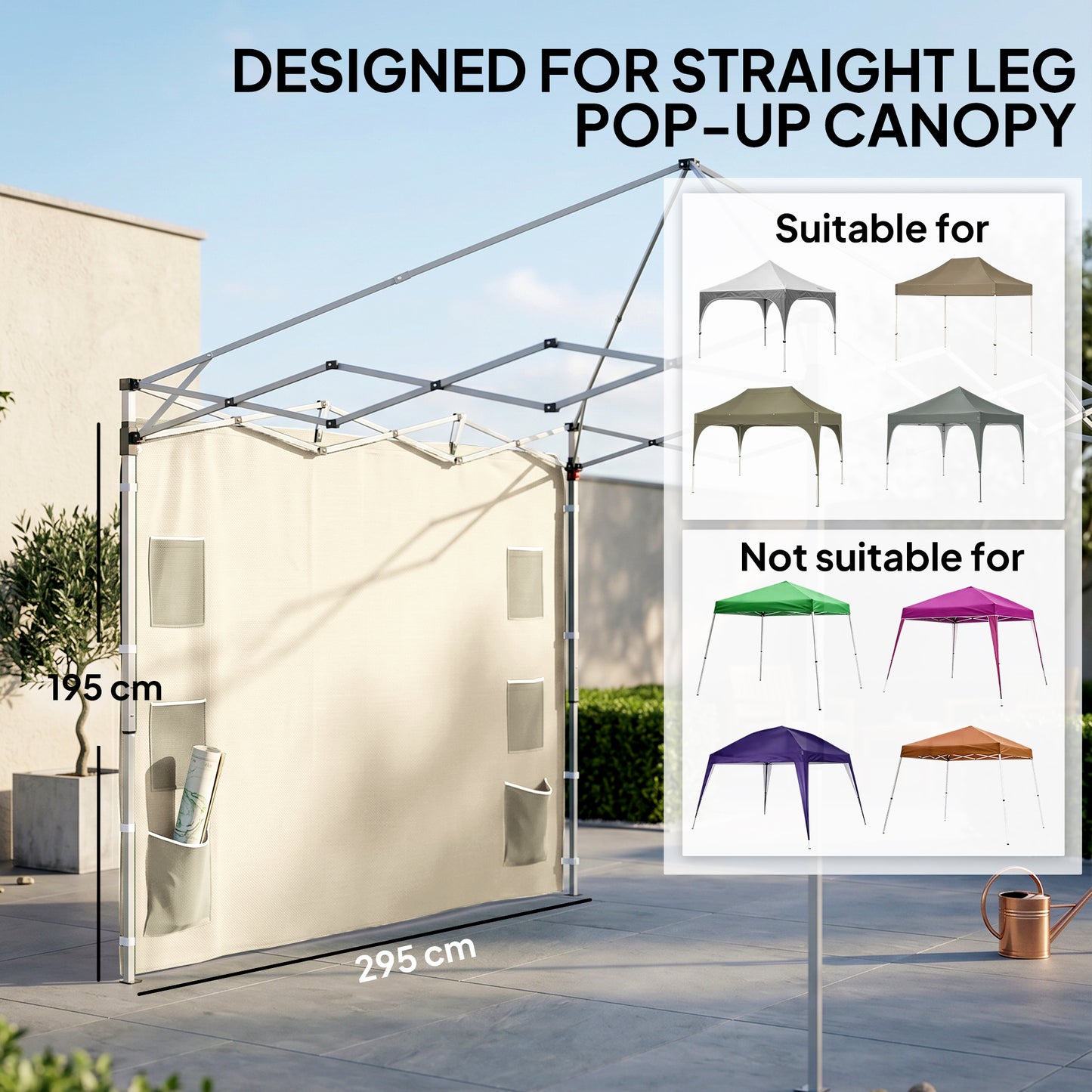 195 x 295cm Replacement Gazebo Sidewall