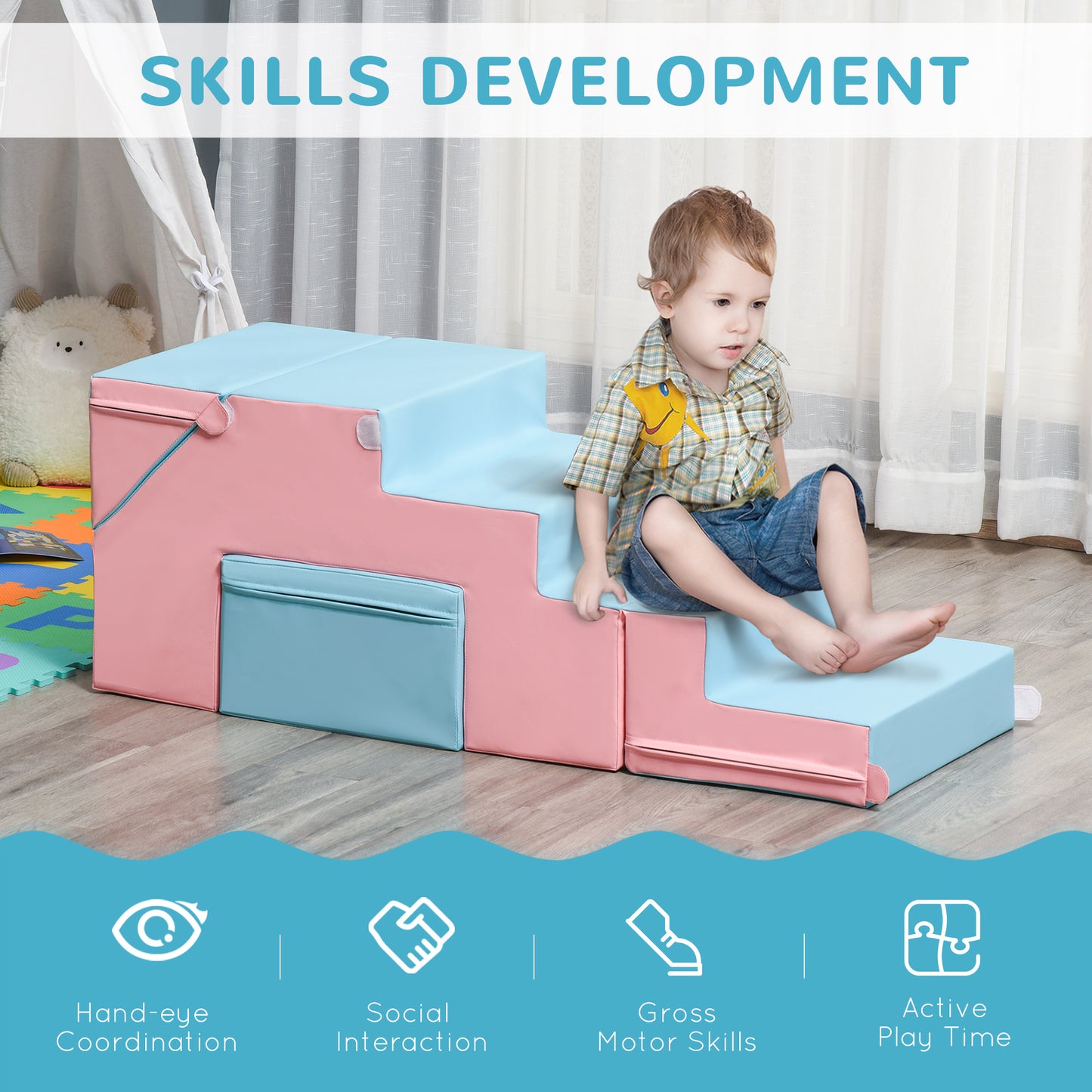 2-piece Soft Play Set, Baby Foam Climber Block for Toddler 1-3 Years