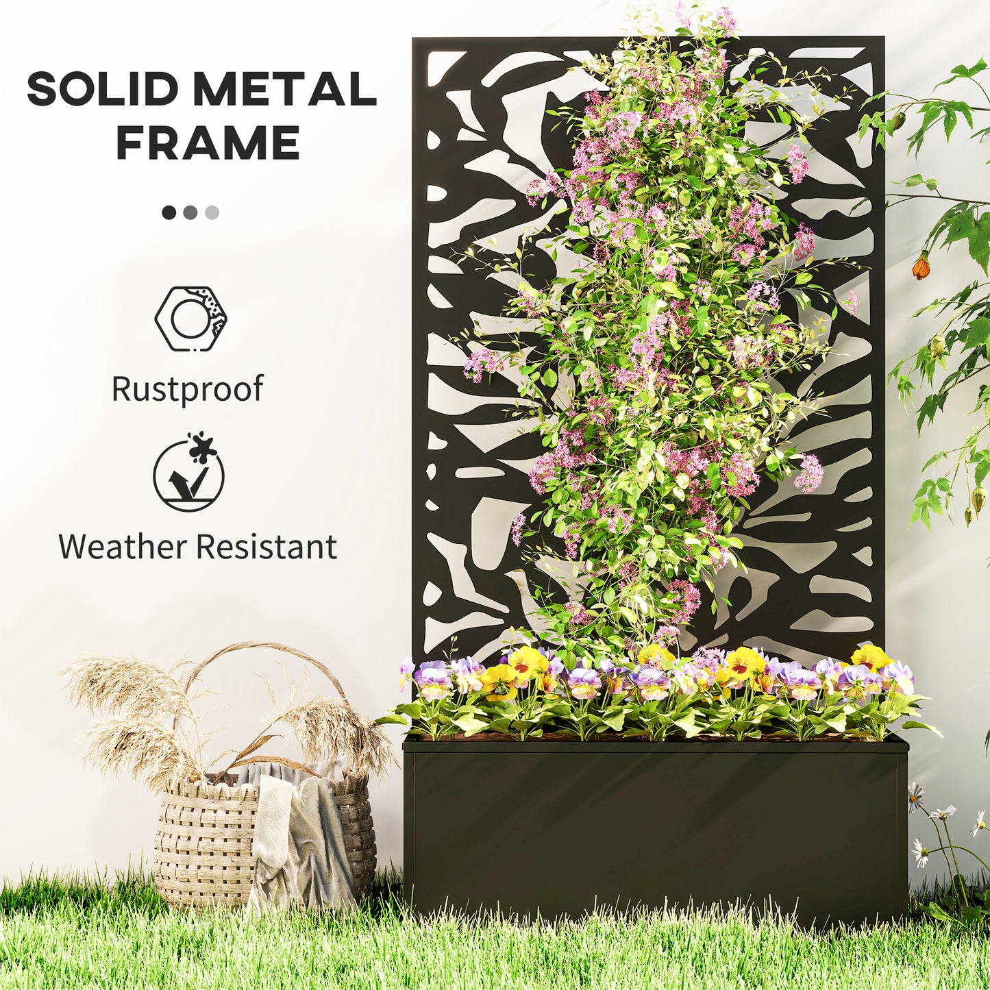 Metal Garden Bed with Trellis