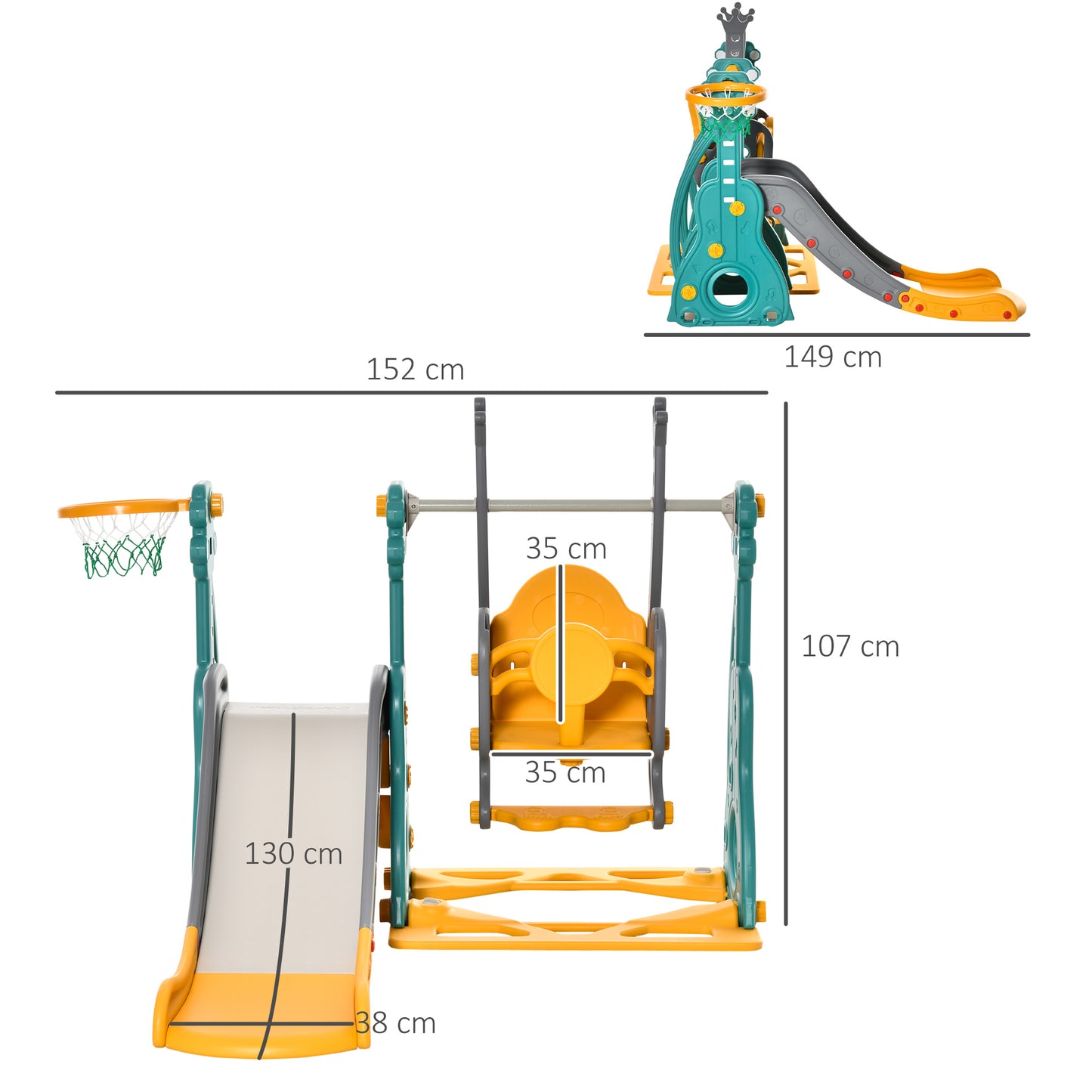 3-IN-1 Kids Swing and Slide Set