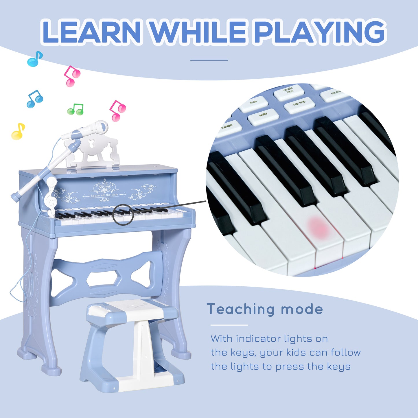 37 Keys Kids Piano Mini Electronic Keyboard Light Kids Musical (1)