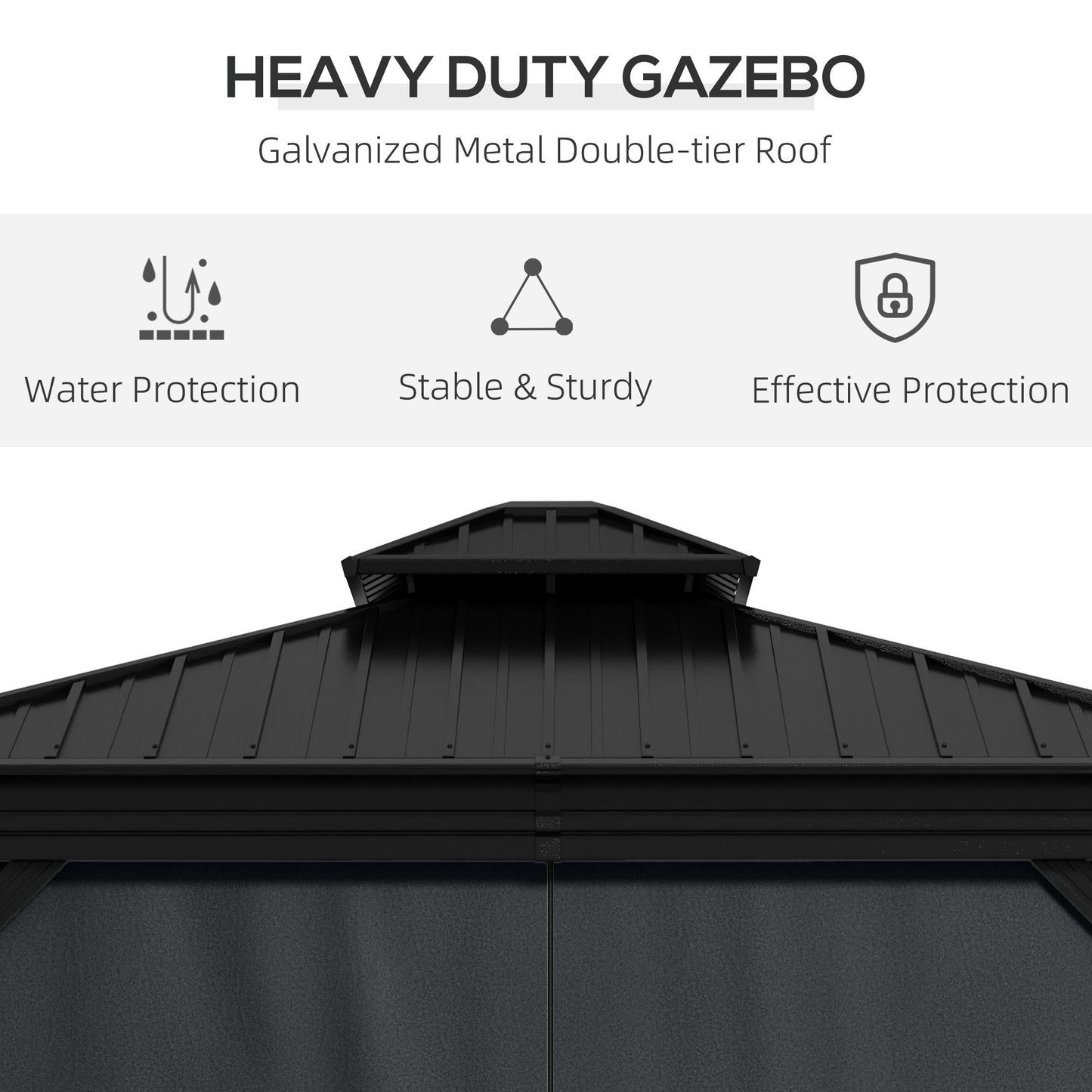 3.65 x 3m Aluminium Hardtop Gazebo, with Accessories