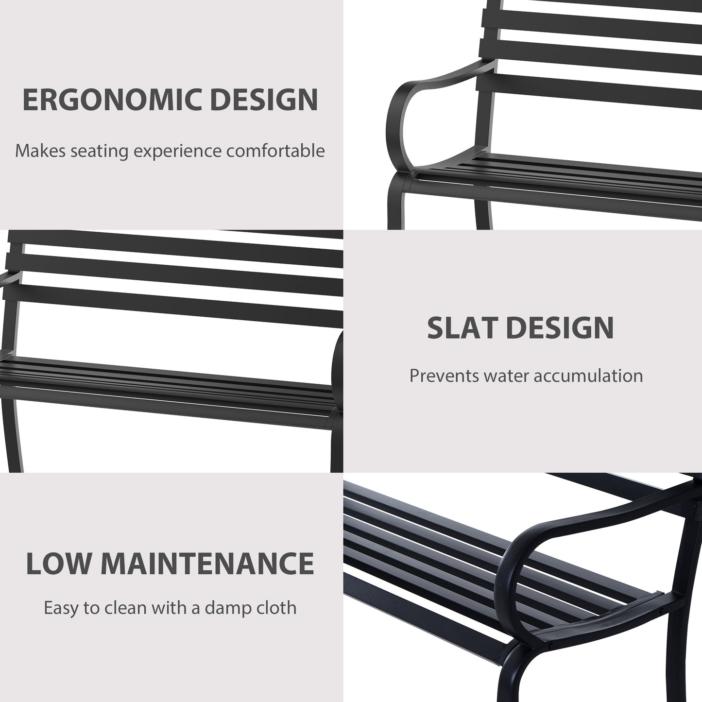 Stylish 2 Seater Metal Garden Porch Chair Bench Stable Patio