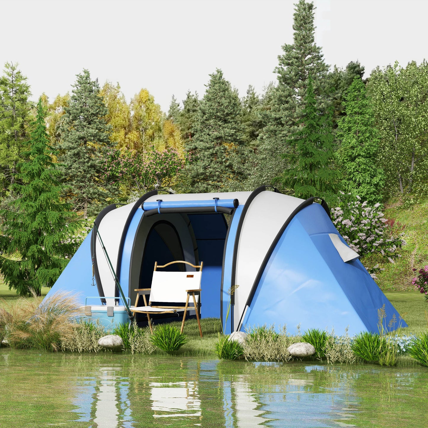 Two-Man Tent, with Bedrooms, Living Room and Canopy