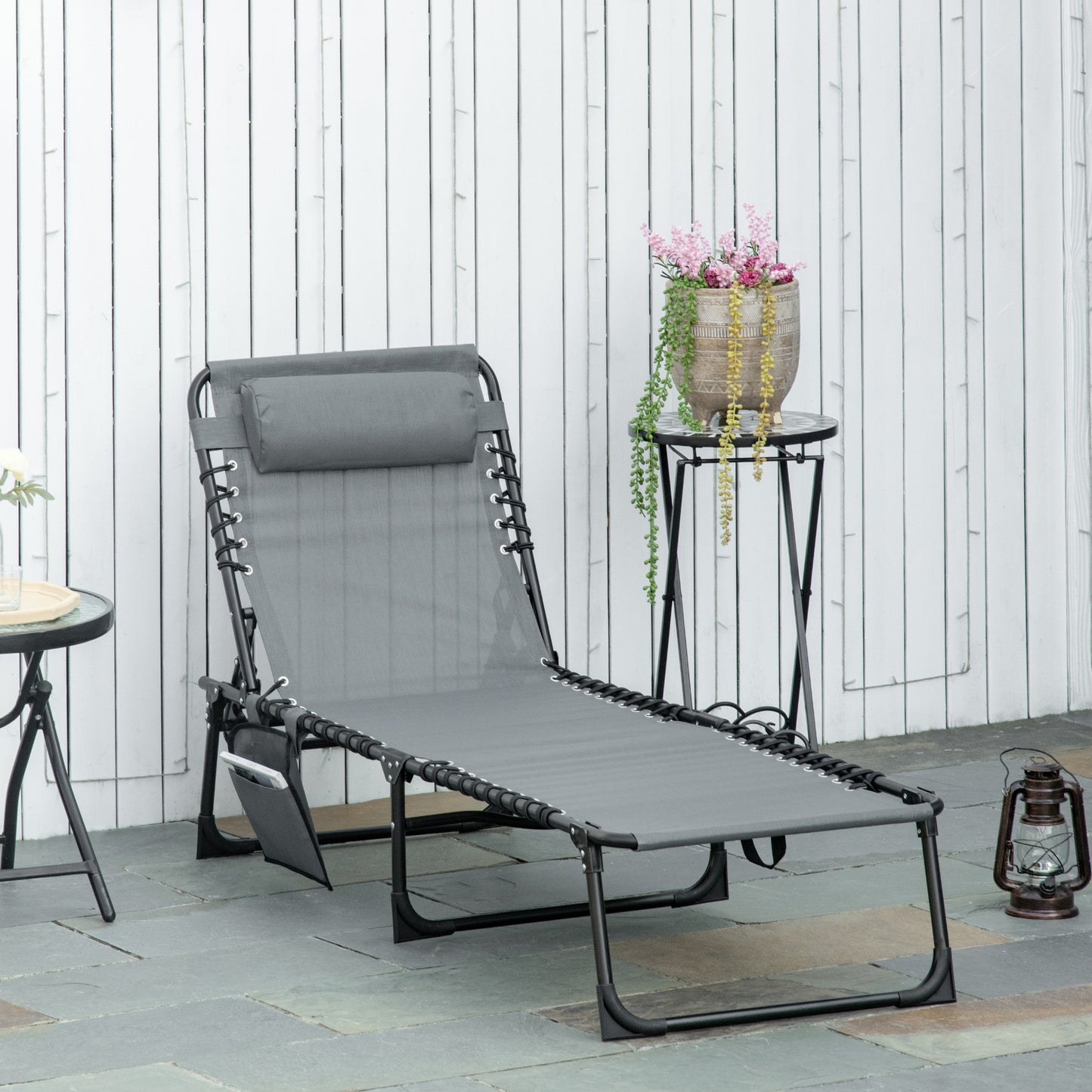 Portable Sun Lounger, Folding Camping Bed Cot