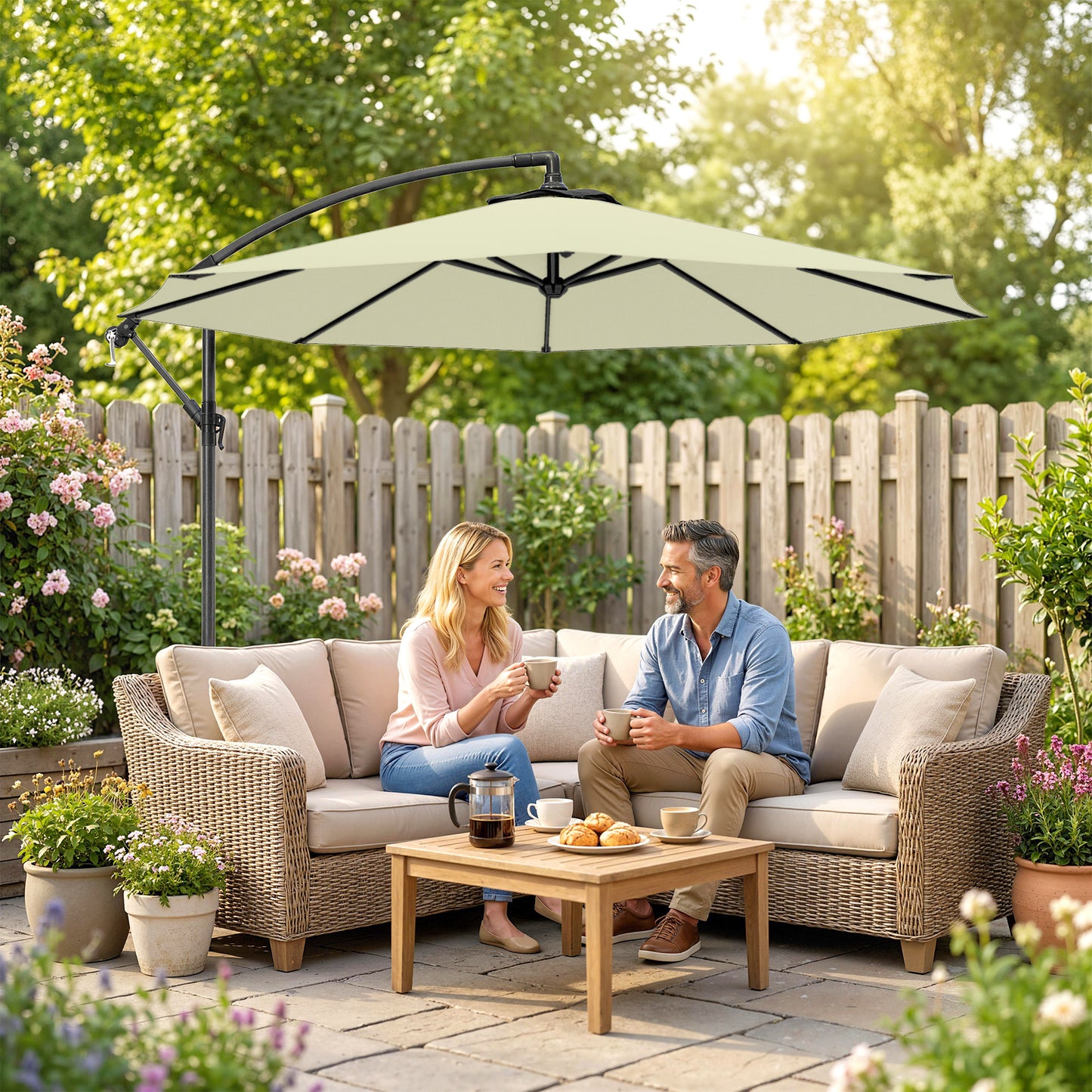 3m Overhanging Cantilever Parasol, with Cross Base (1)