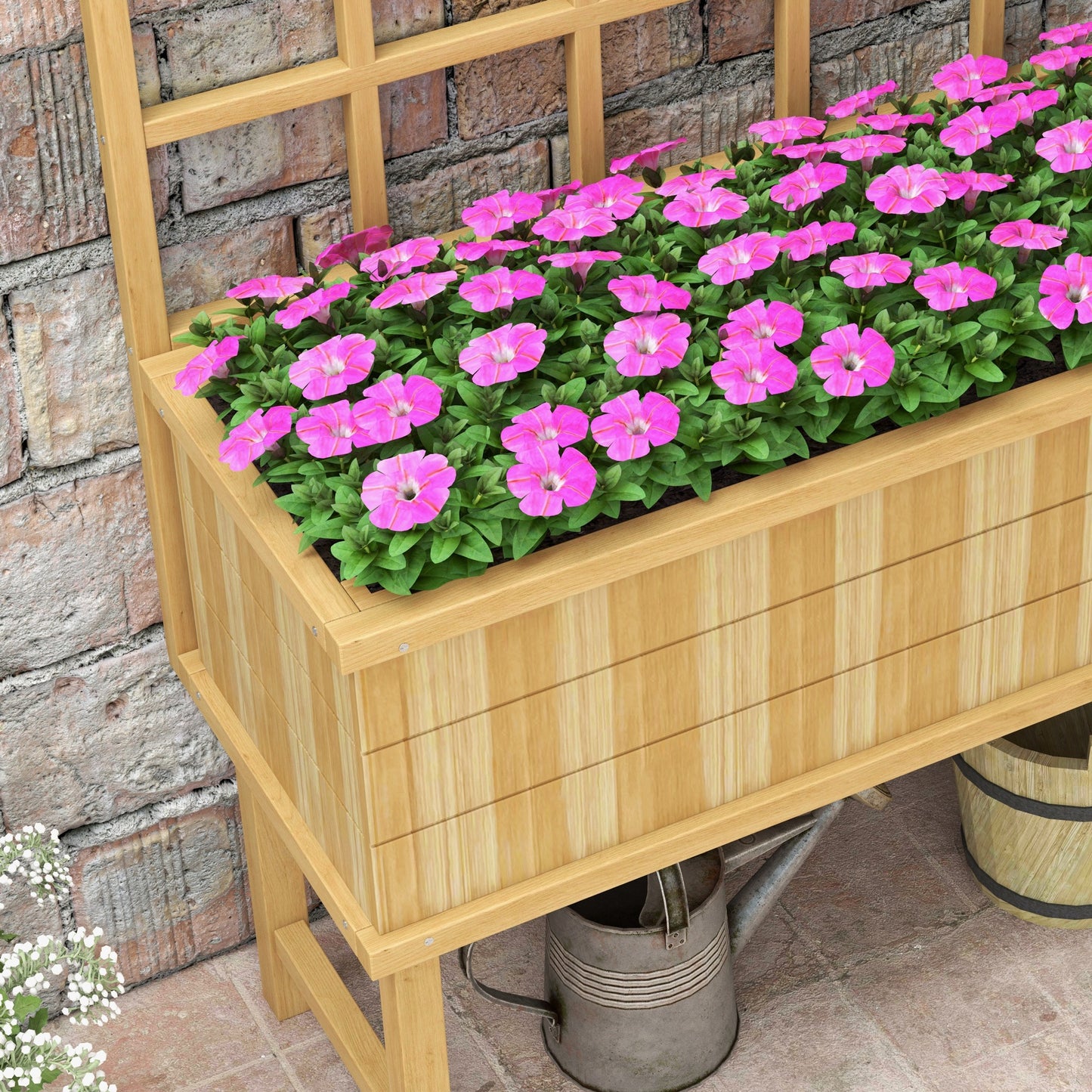 45 x 105cm Wooden Garden Planter, with Trellis