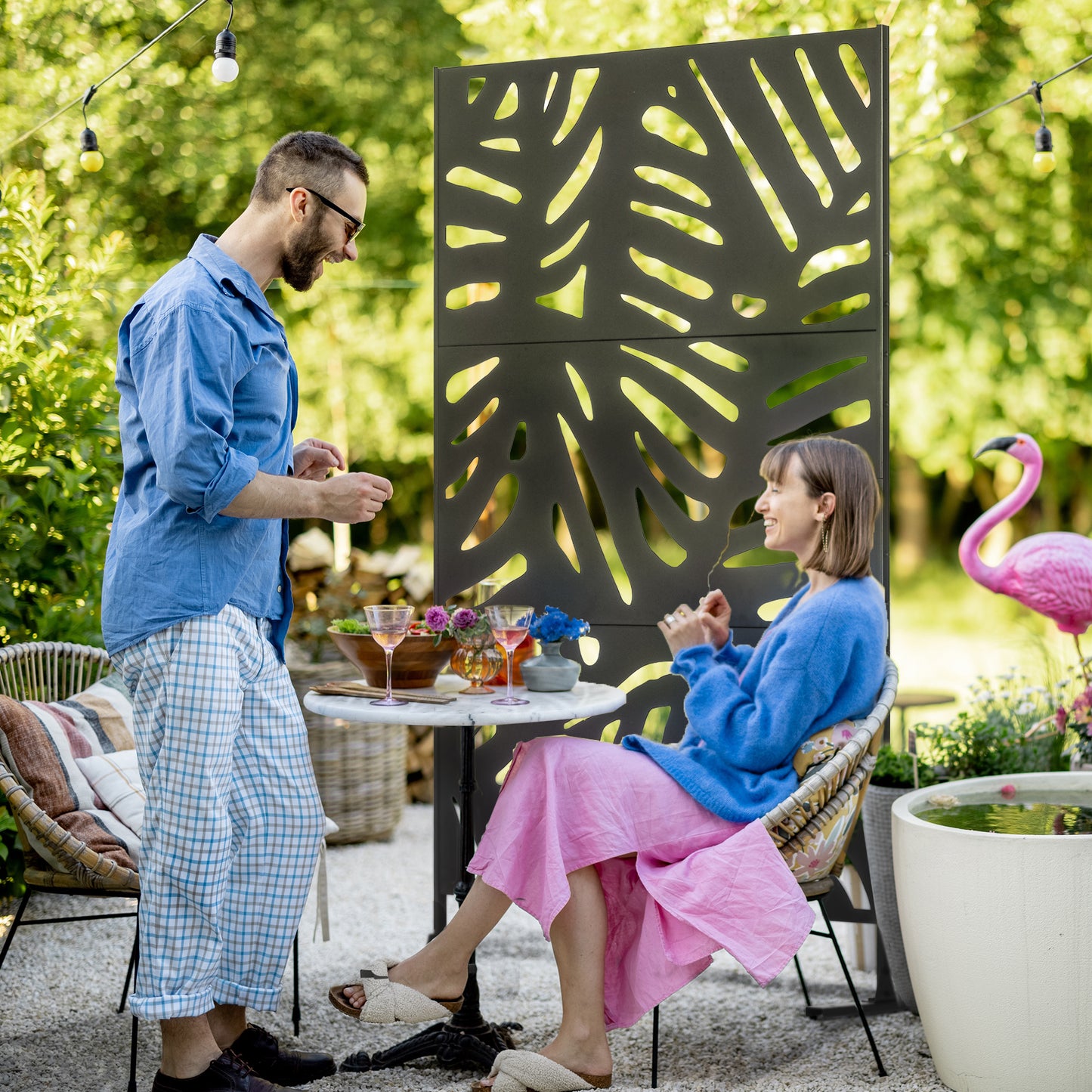 Decorative Garden Privacy Screen with Stand
