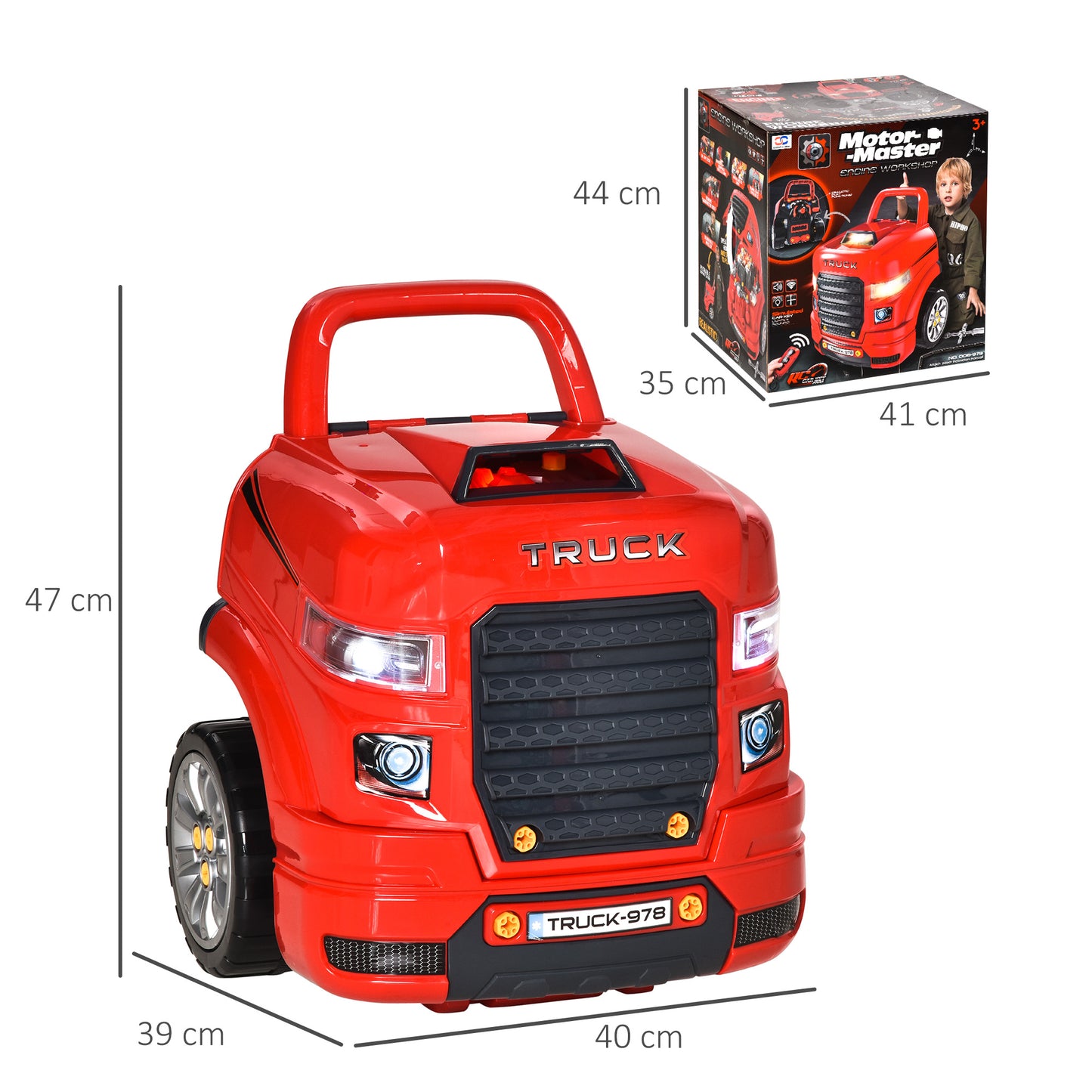 Kids Truck Engine Toy Set, Toddler Educational Car Service Station