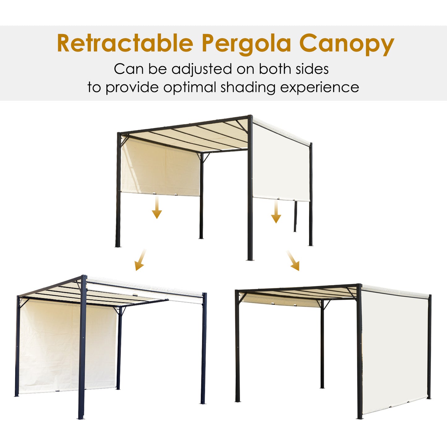 Metal Pergola With Canopy Sliding Pergola Canopy 3Lx3Wx2.3H m