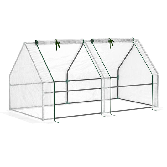 Mini Small Greenhouse with Steel Frame & PE Cover & Zipped Window (1)