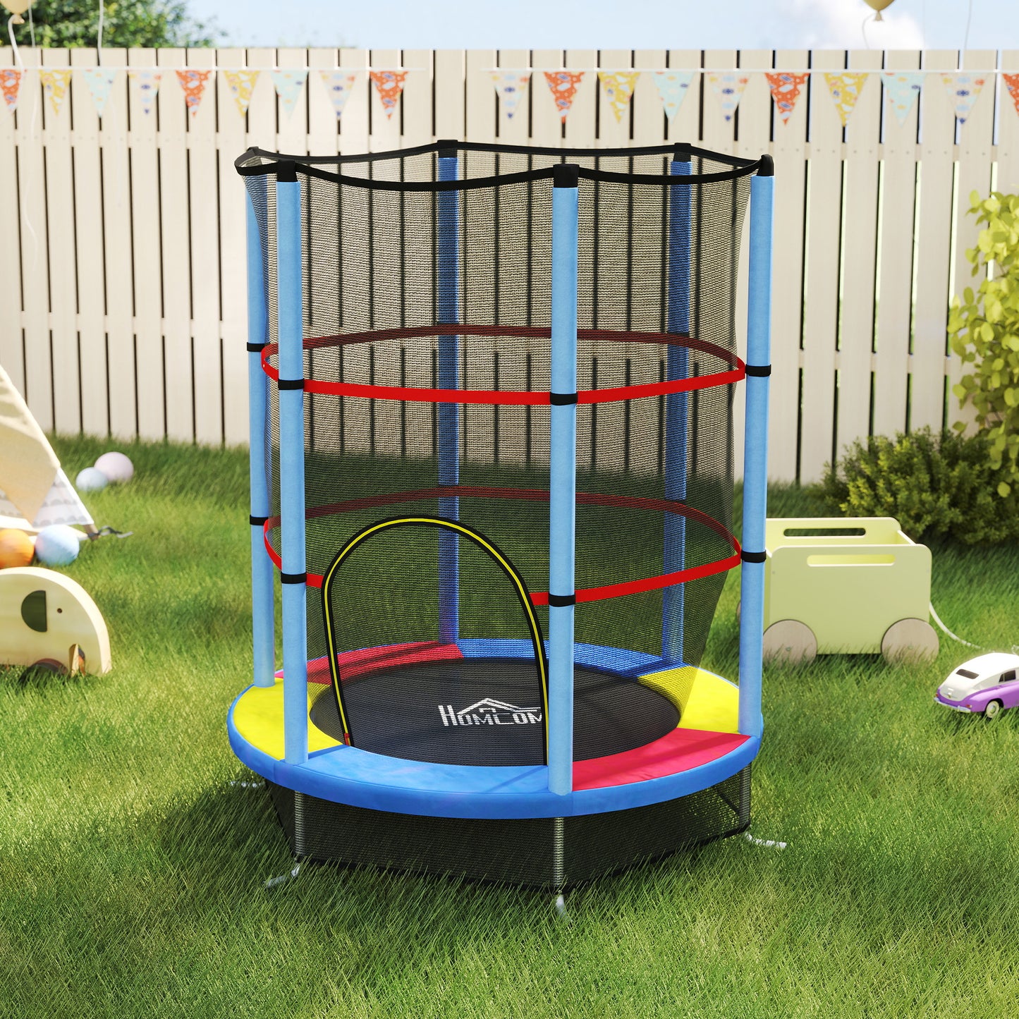 Kids Trampoline, with Enclosure Net, Steel Frame, for Ages 3-6 Years