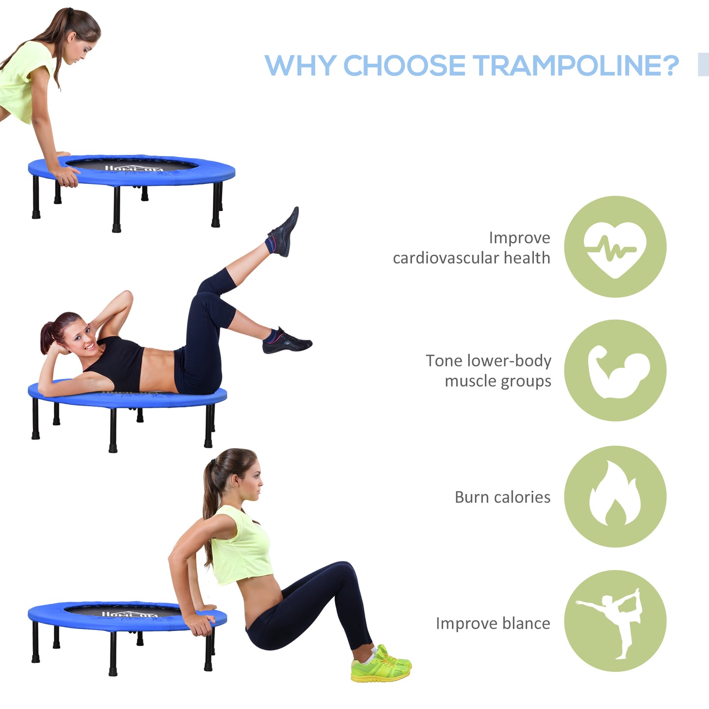 36" Mini Fitness Trampoline Home Gym Yoga Exercise Rebounder Indoor