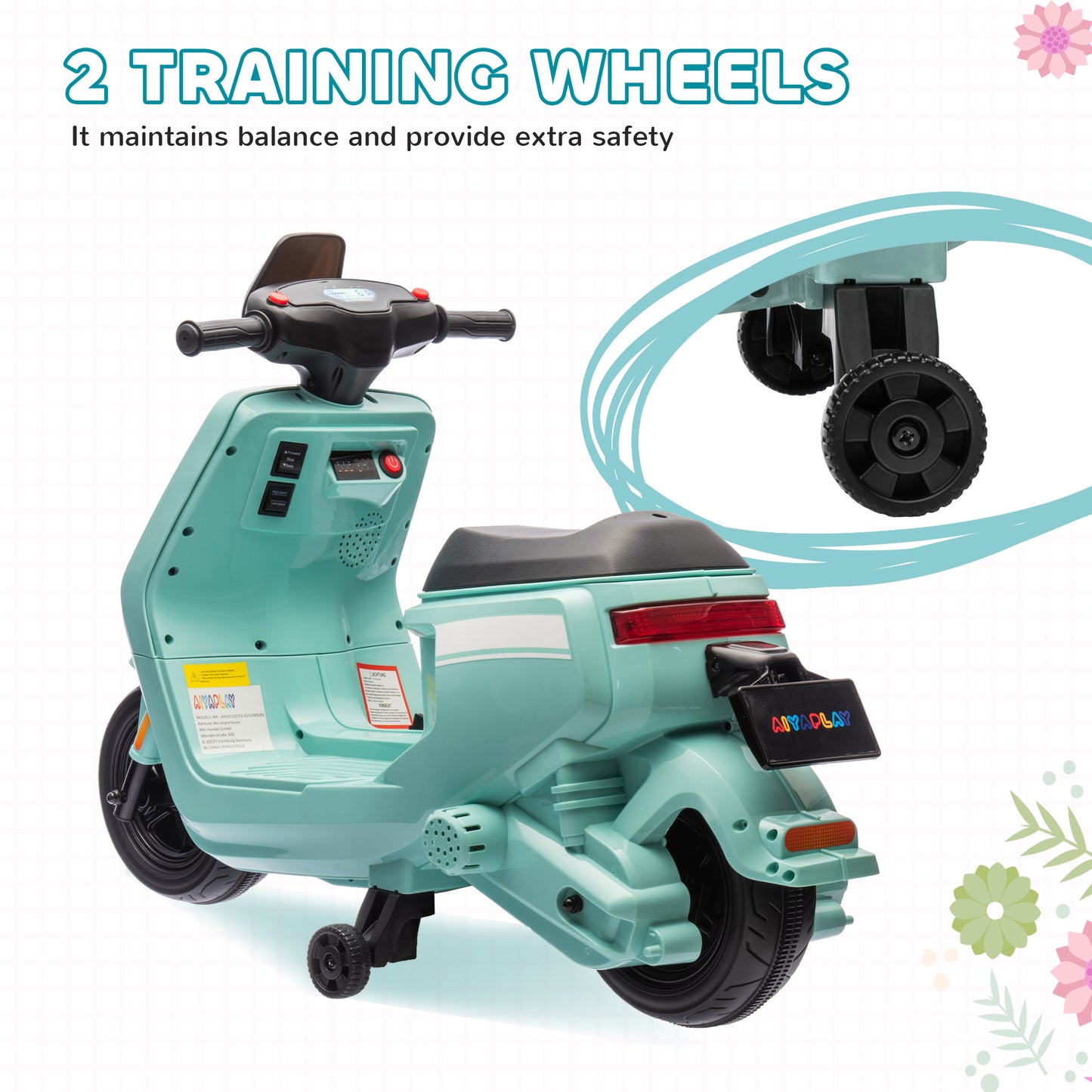 6V Ride on Motorbike, Kids Electric Motorbike w/ Headlights, Music