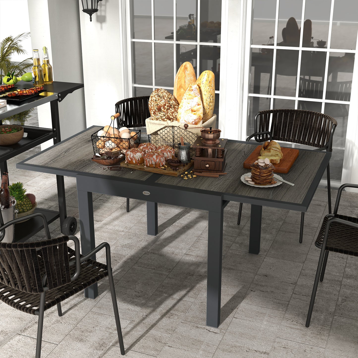Extending Garden Table, Outdoor Dining Table for 6