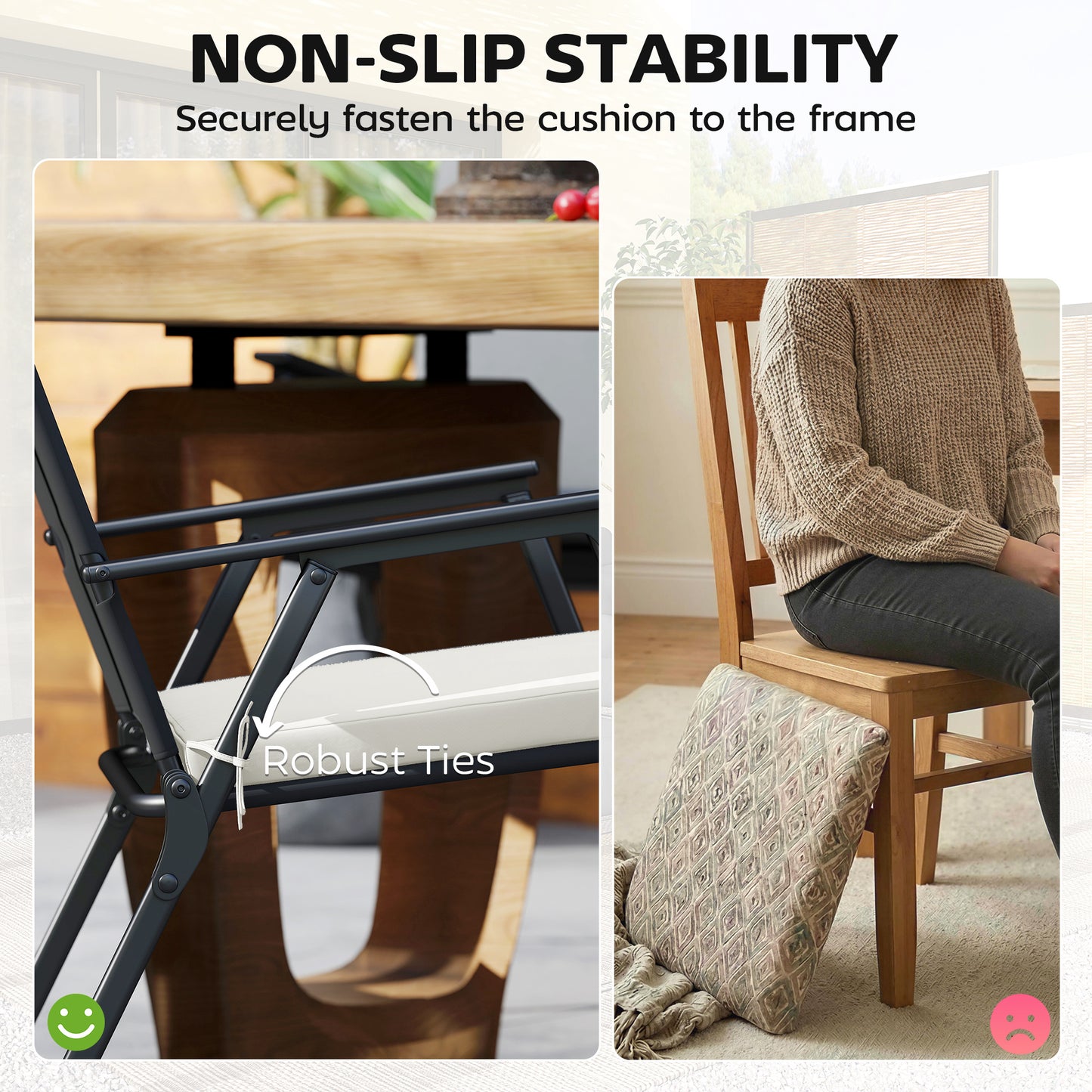Set of 6 Outdoor Seat Cushions with Machine Washable Cover