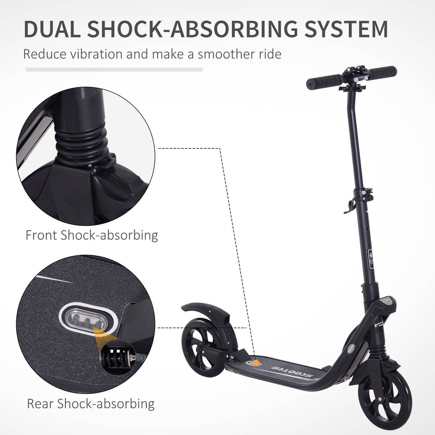 Folding Kick Scooter Hight-Adjustable Urban Scooter w/ Rear Brake