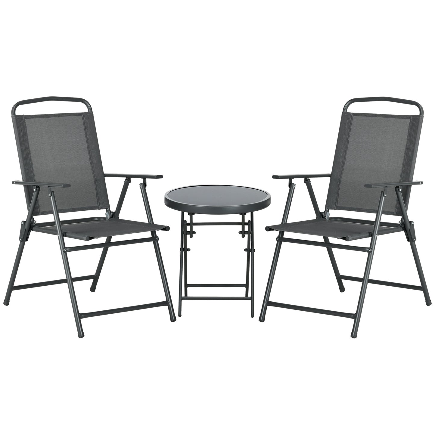 Three-Piece Garden Seat Set, with Glass-Top Table