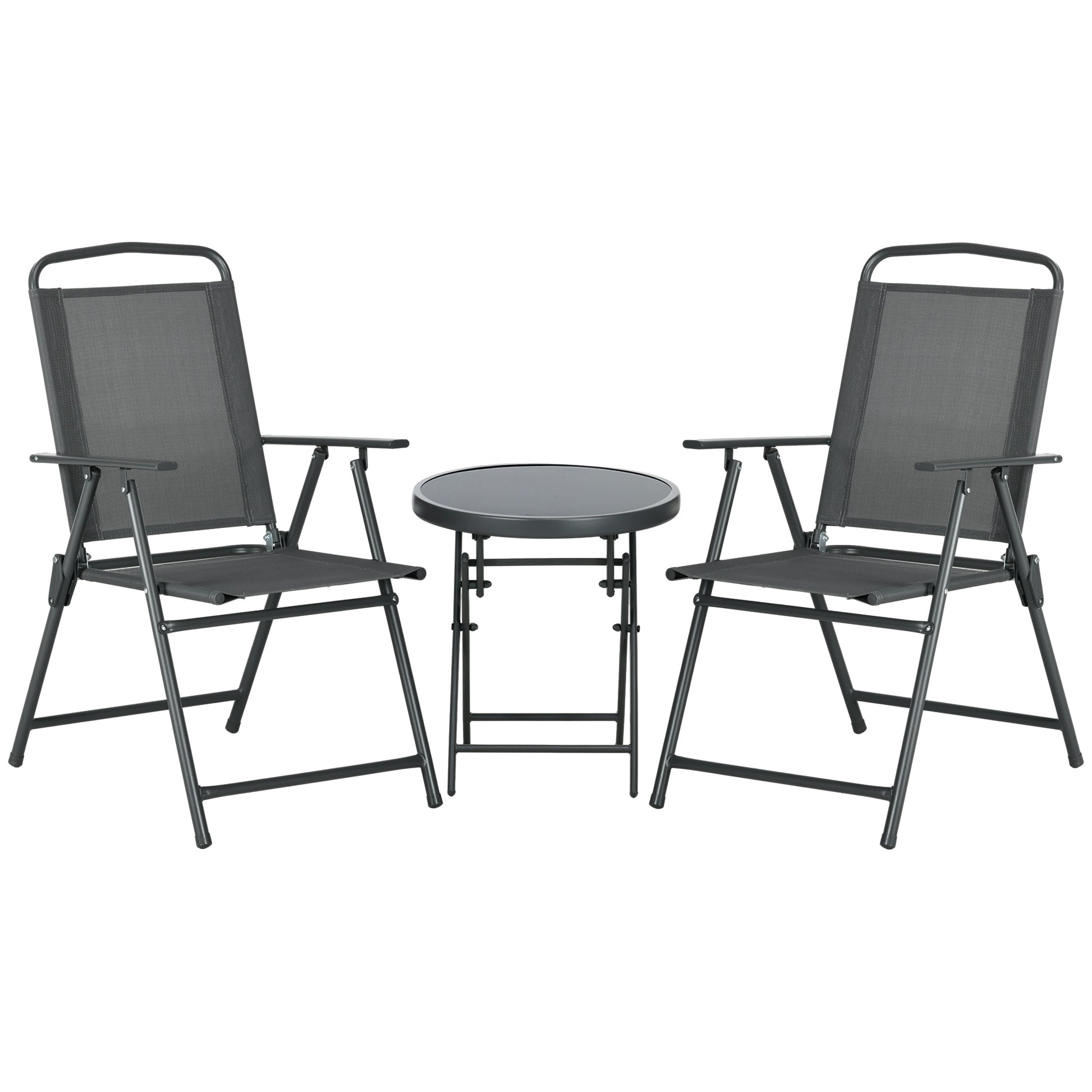 Three-Piece Garden Seat Set, with Glass-Top Table