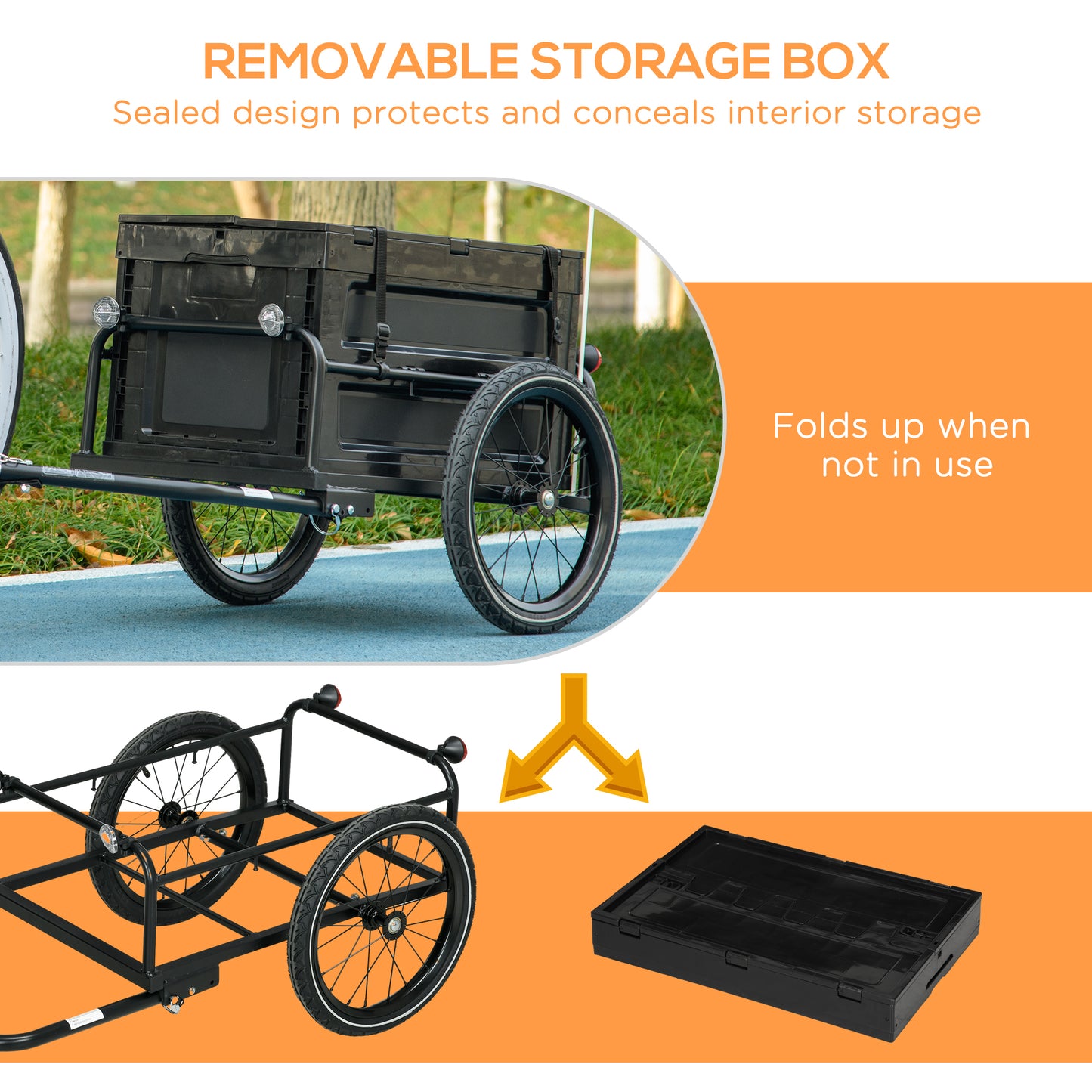 65L Steel Frame Bike Trailer Storage Box