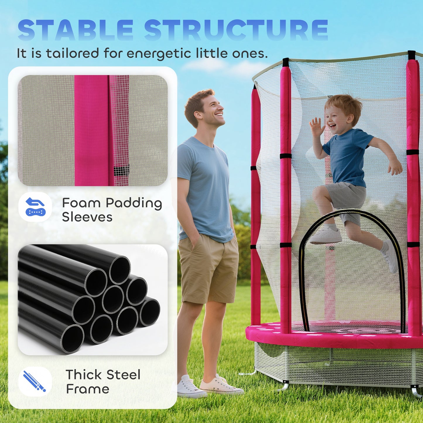 4.6ft Toddler Trampoline w/ Safety Enclosure Net