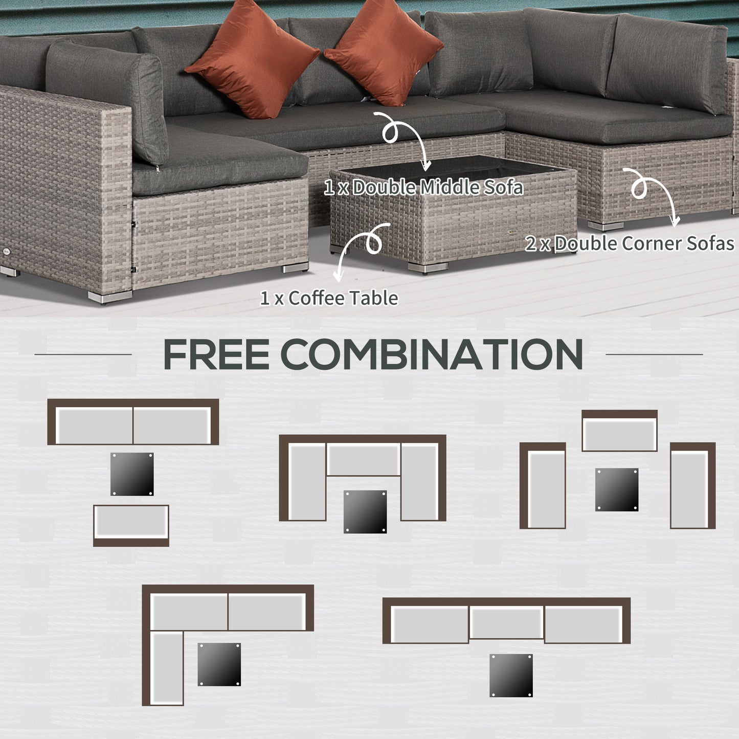 Four-Piece Half-Square Rattan Sofa Set