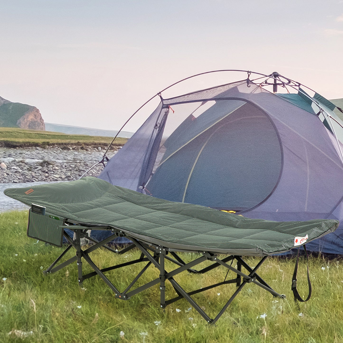 Foldable Camp Bed, Padded Patio Camping Bed with Carry Bag