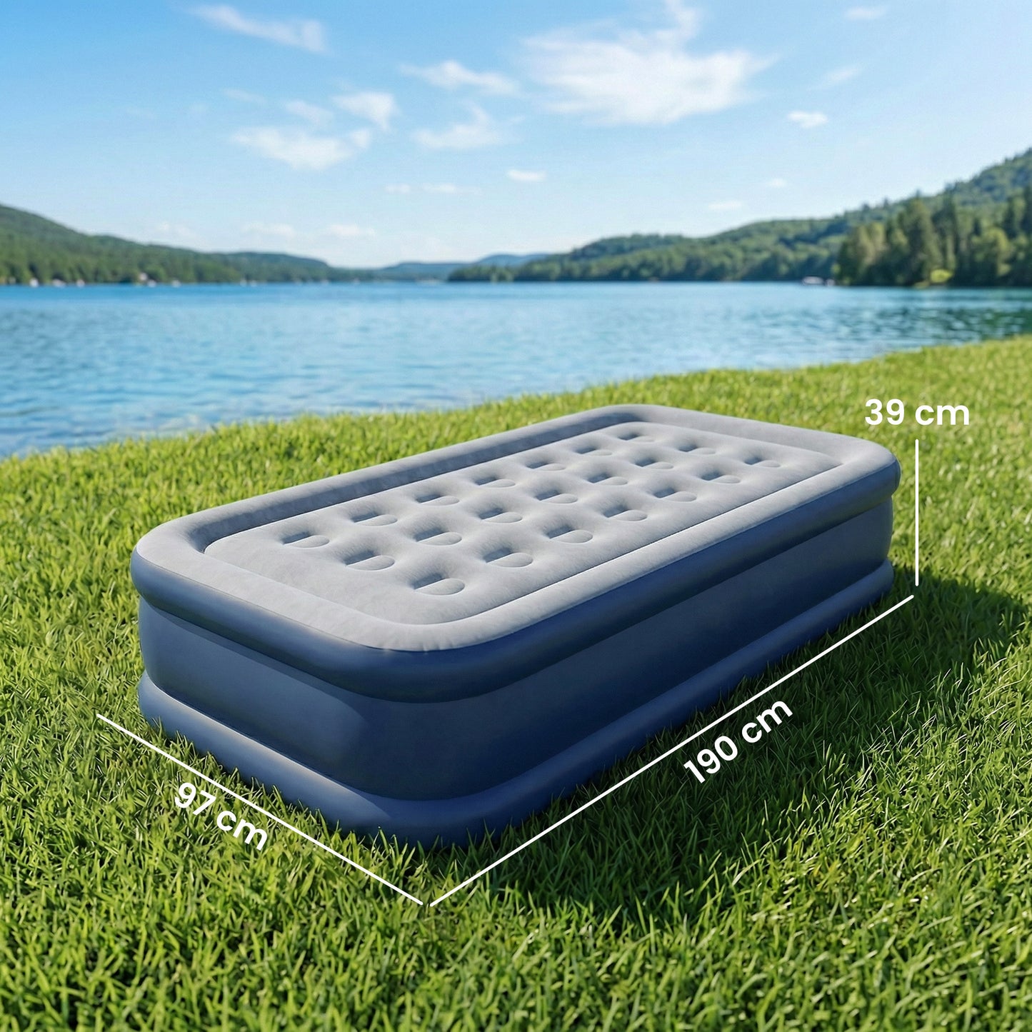 Inflatable Mattress, Single Air Bed with Built-in Electric Pump