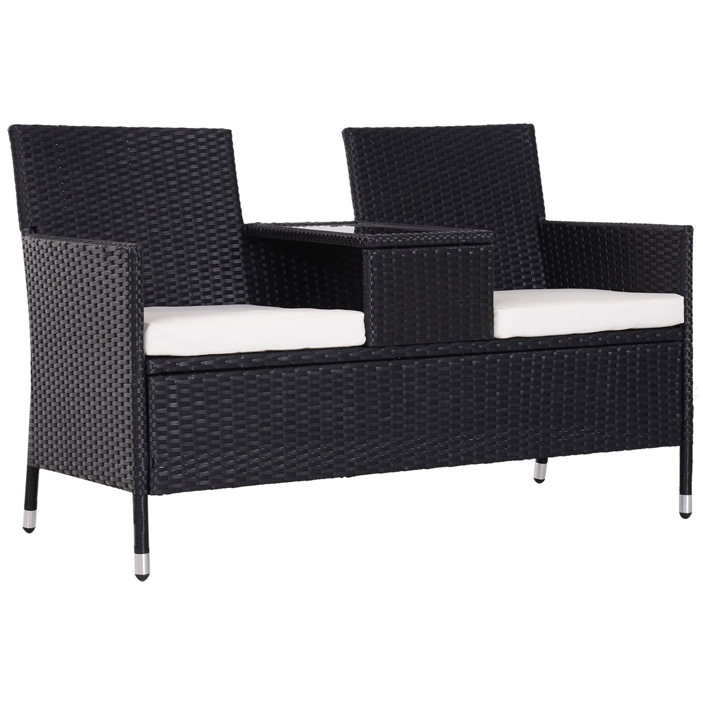 2-Seater Rattan Chair Set W/Middle Tea Table