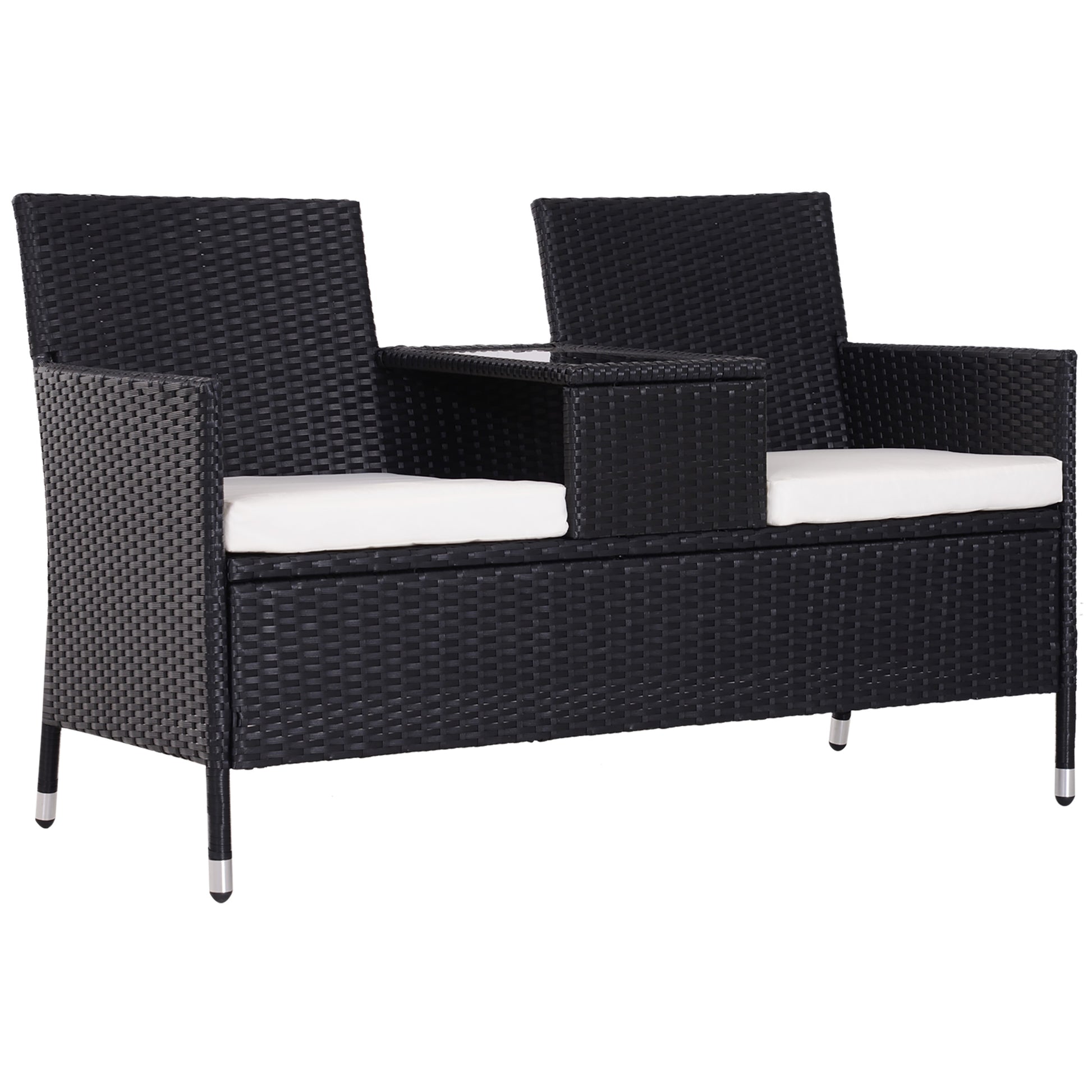 2-Seater Rattan Chair Set W/Middle Tea Table
