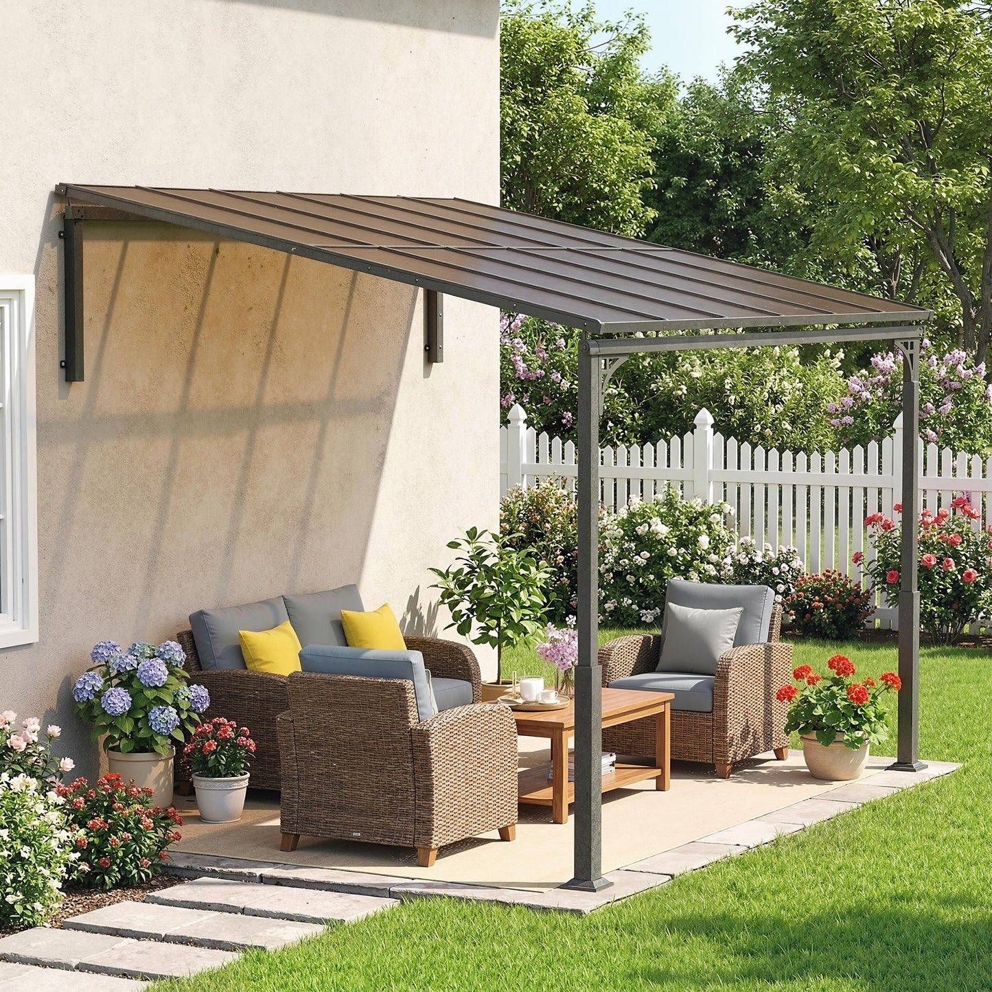 3.4 x 3 m Metal Lean-to Pergola