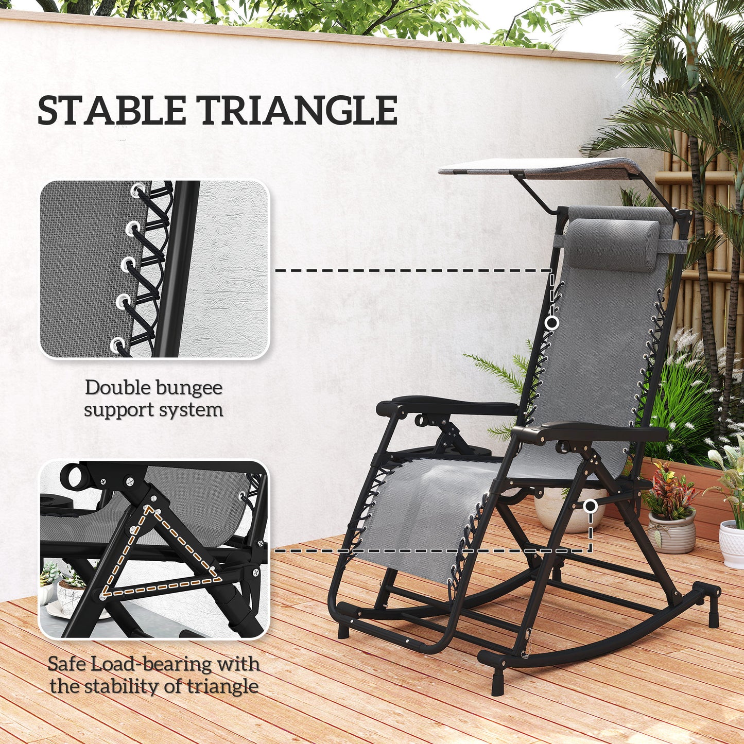 Garden Rocking Chair Folding Recliner Outdoor Adjustable Sun