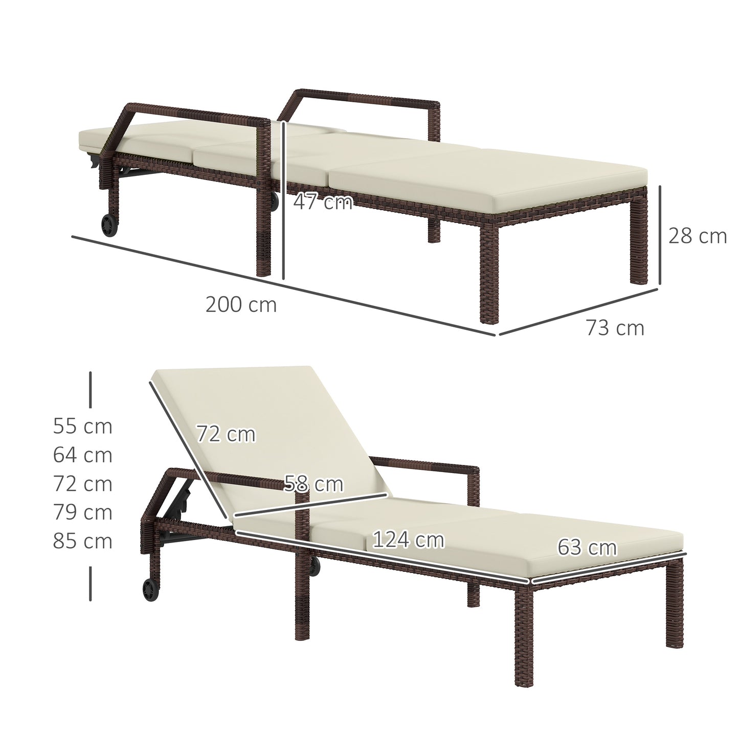 Outdoor PE Rattan Sun Lounger Set of 2 (1)
