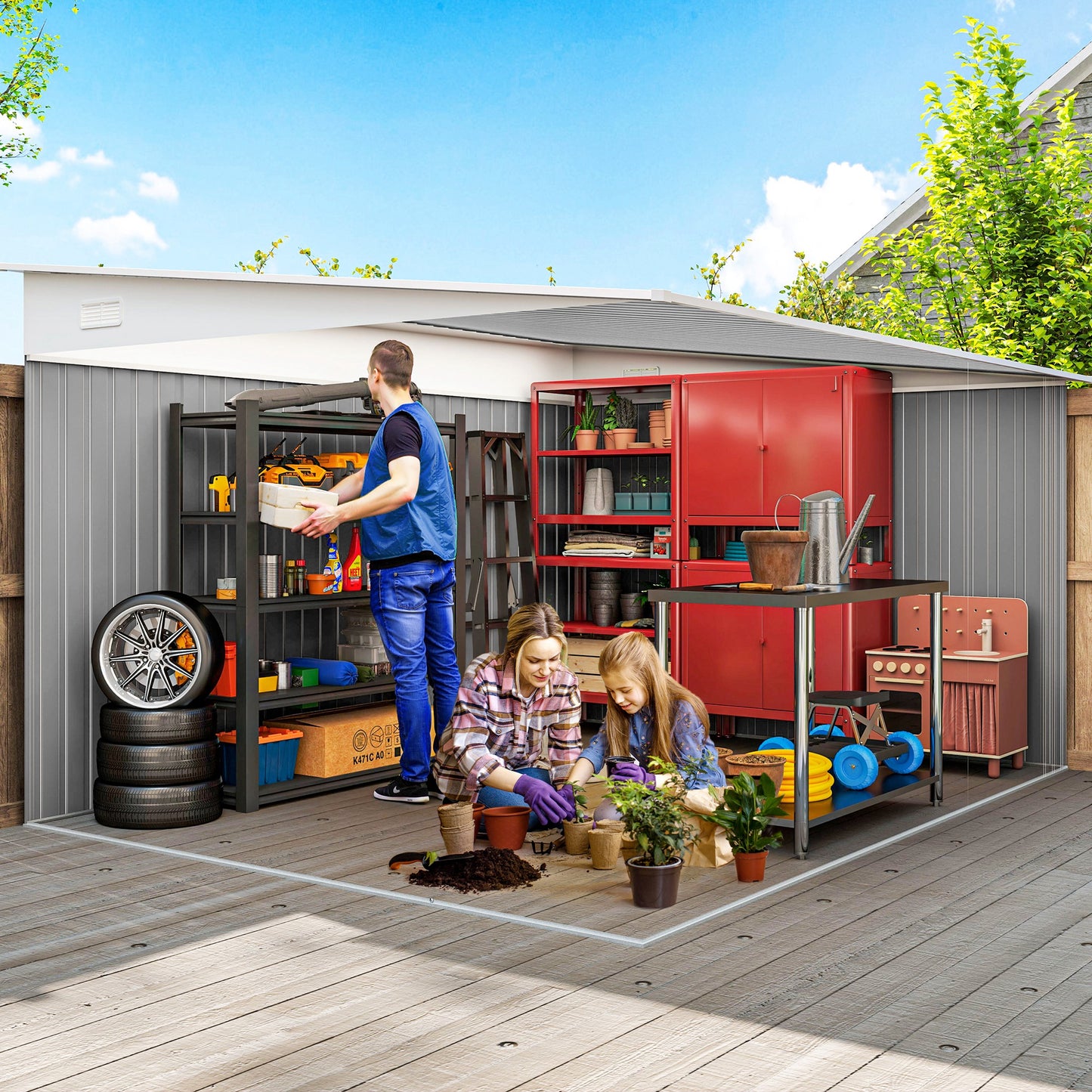 Garden Metal Storage Shed Outdoor Metal Tool House