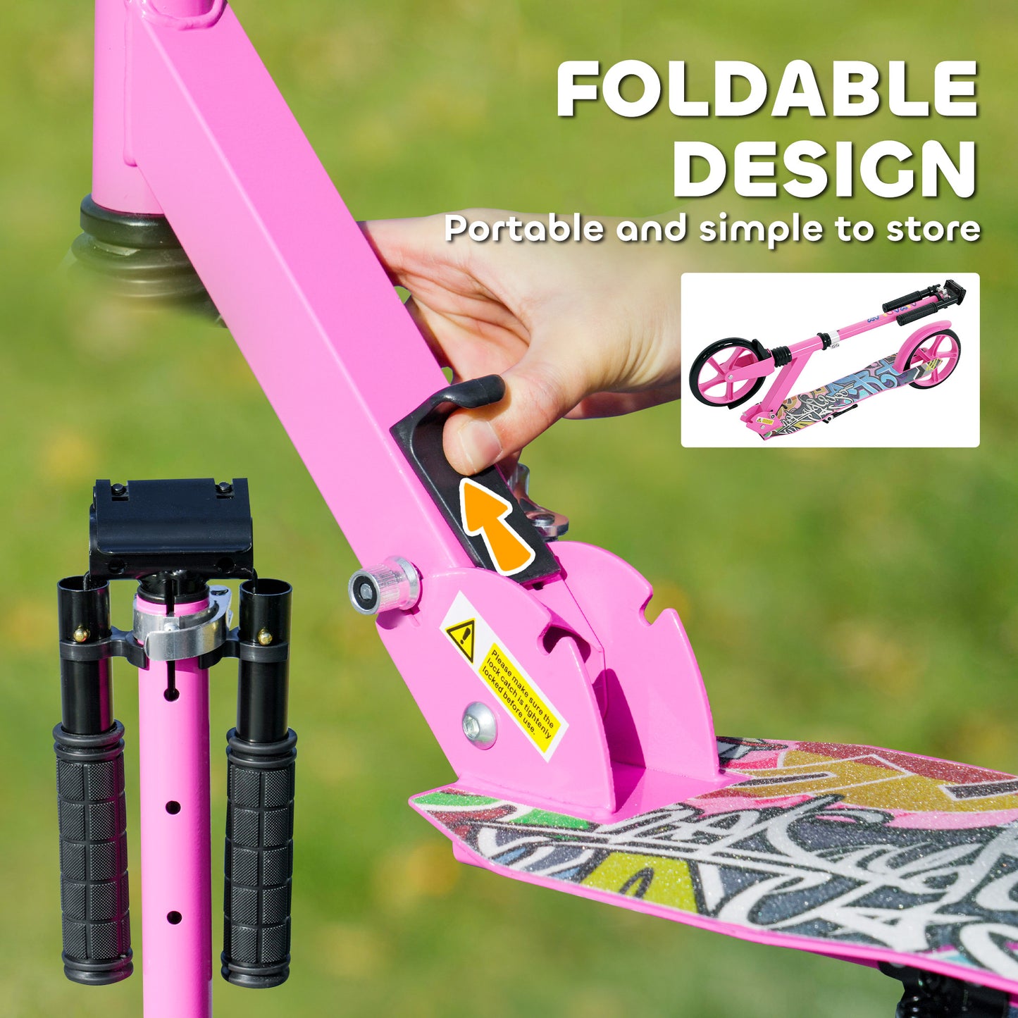 Foldable Kids Scooter with Adjustable Handlebar, 200mm Big Wheel