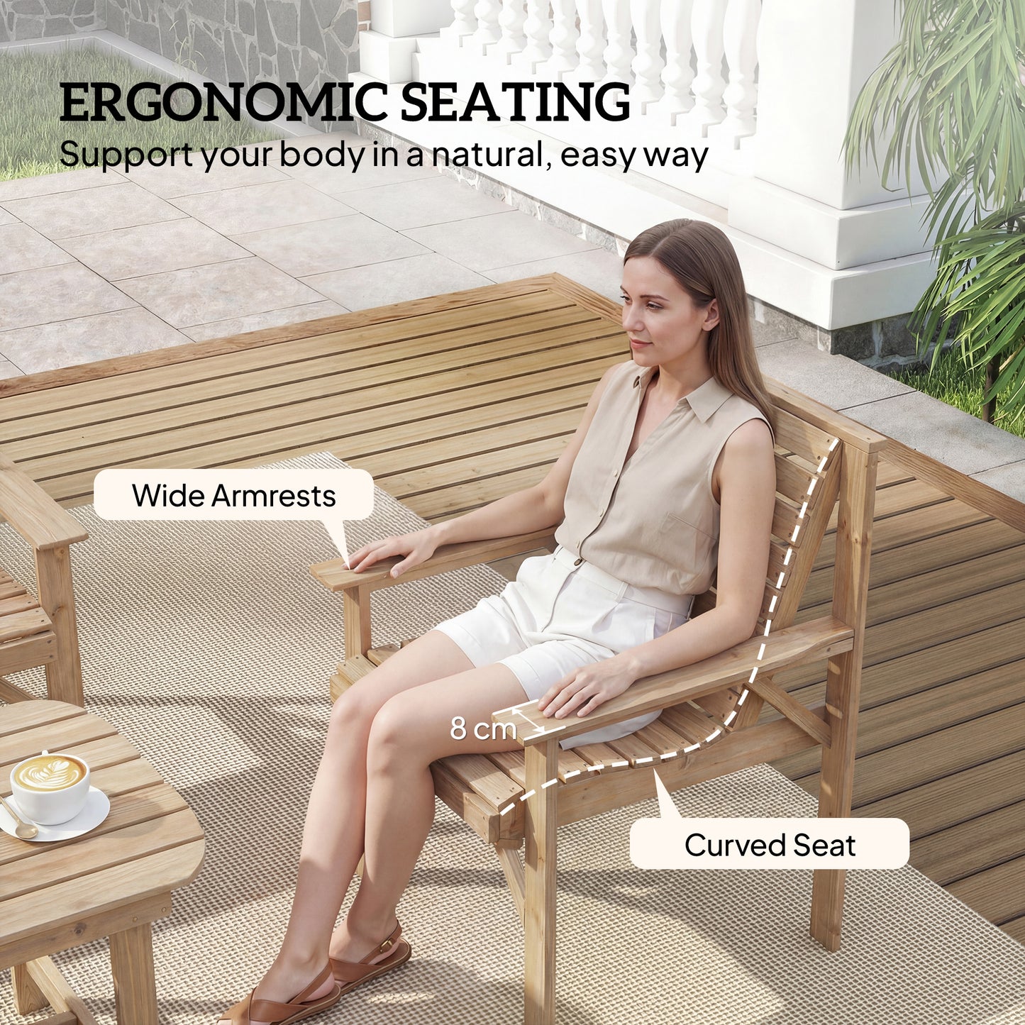 4 Piece Wooden Garden Furniture Set