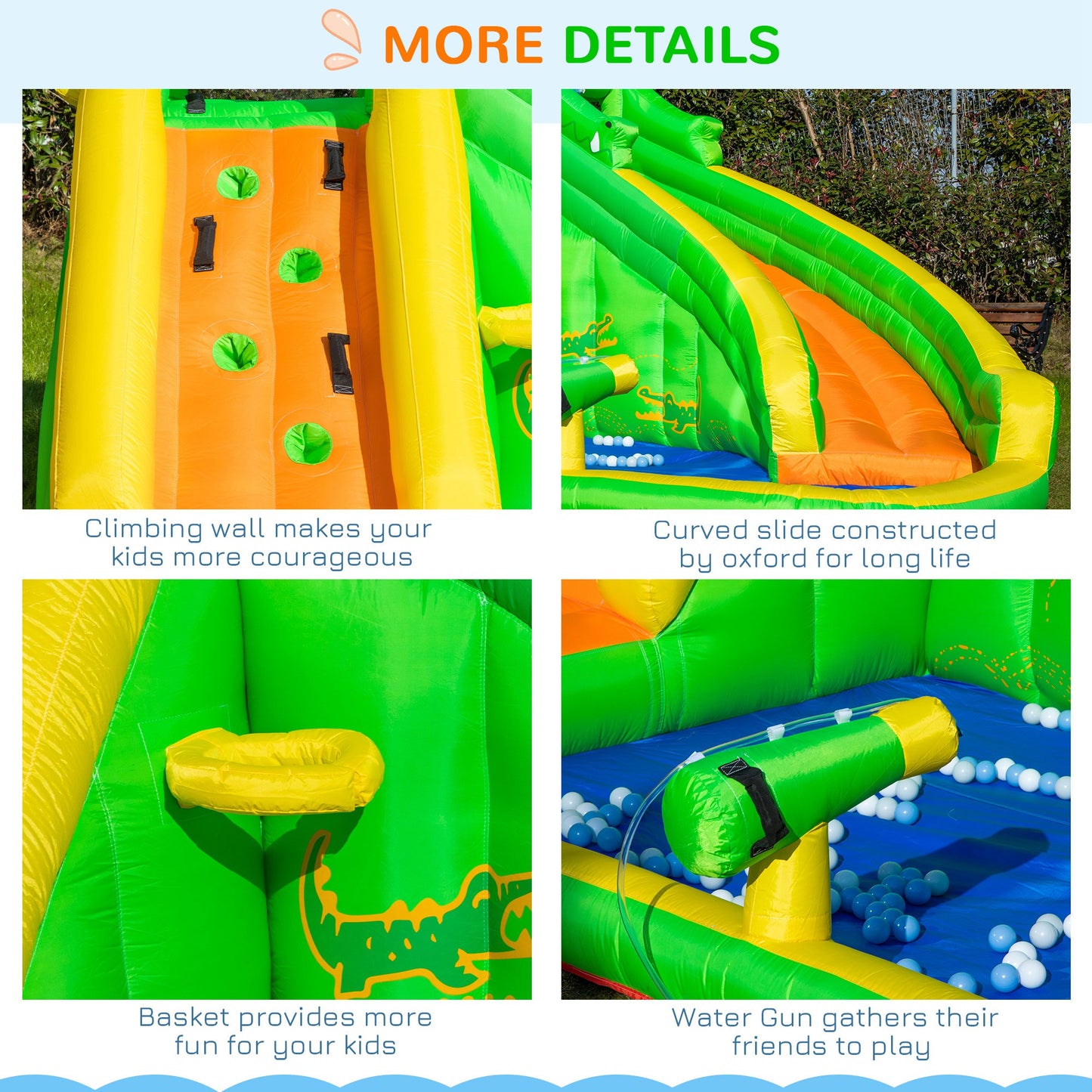 Kids Bouncy Castle, 5 in 1 Large Crocodile Style Inflatable House