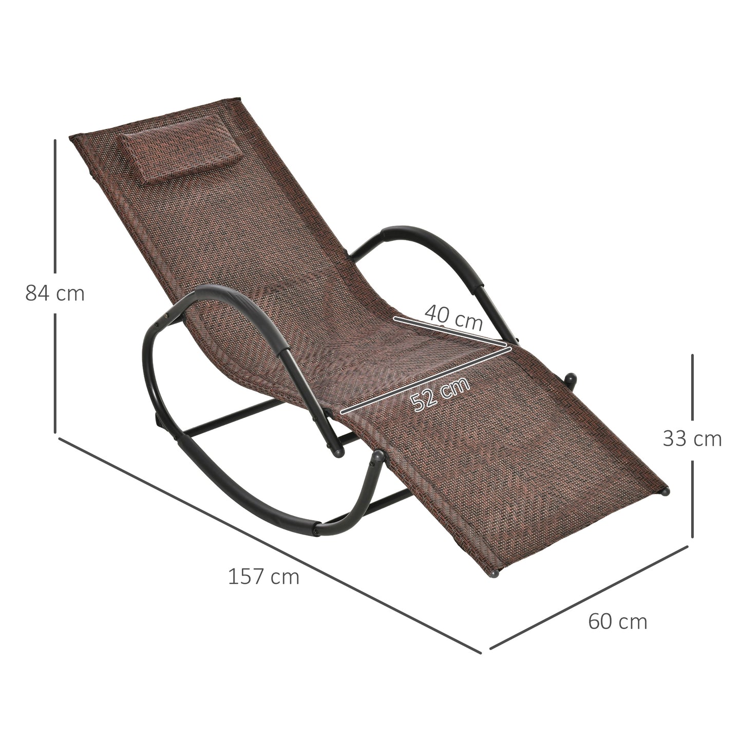 Zero Gravity Rocking Lounge Chair Rattan Effect Patio Rocking Chair