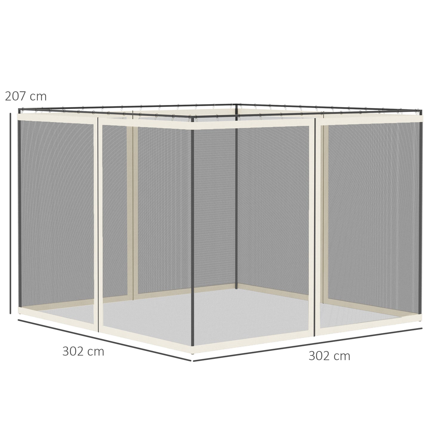 302 x 207cm Universal Replacement Mesh Sidewall Netting for Gazebos