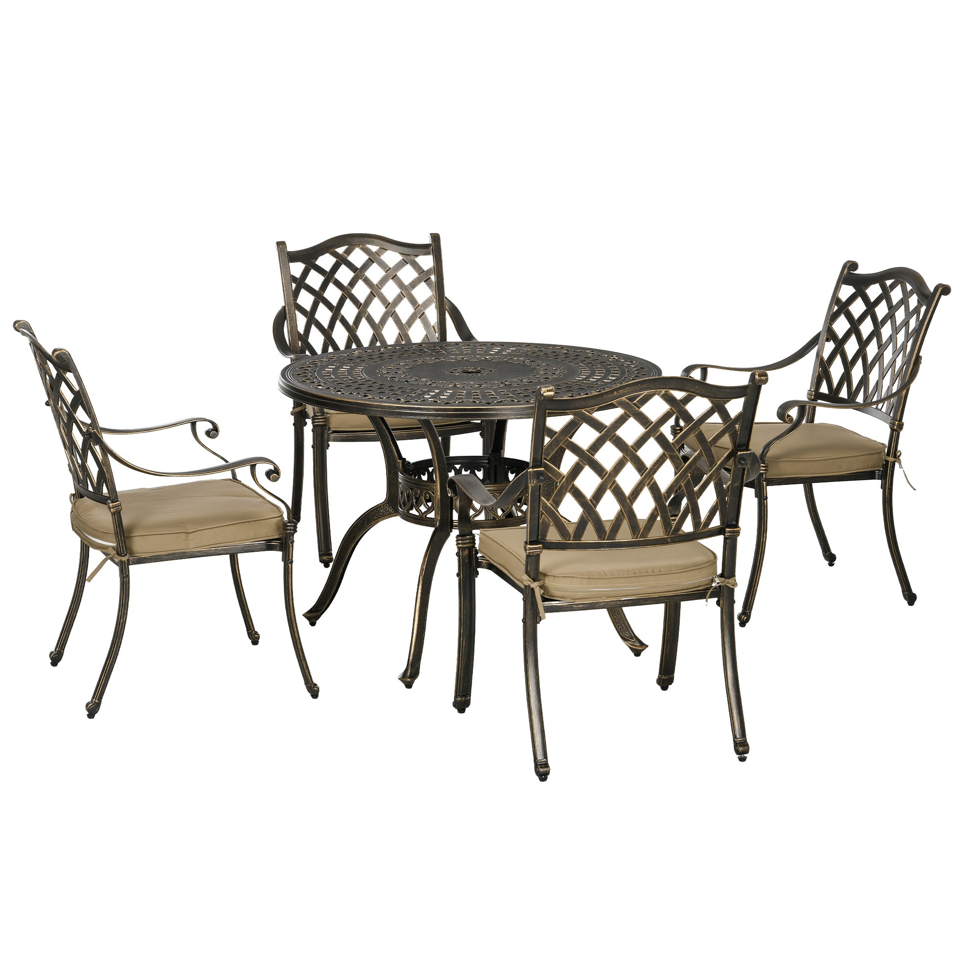 4 Seater Outdoor Dining Set Antique Cast Aluminium Garden Furniture
