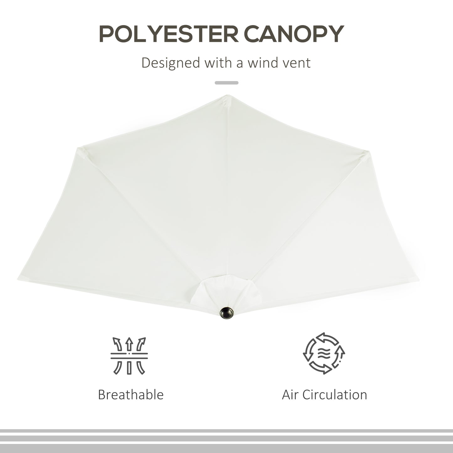 2.7m Garden Half Parasol, Outdoor Balcony Umbrella with 5 Steel Ribs