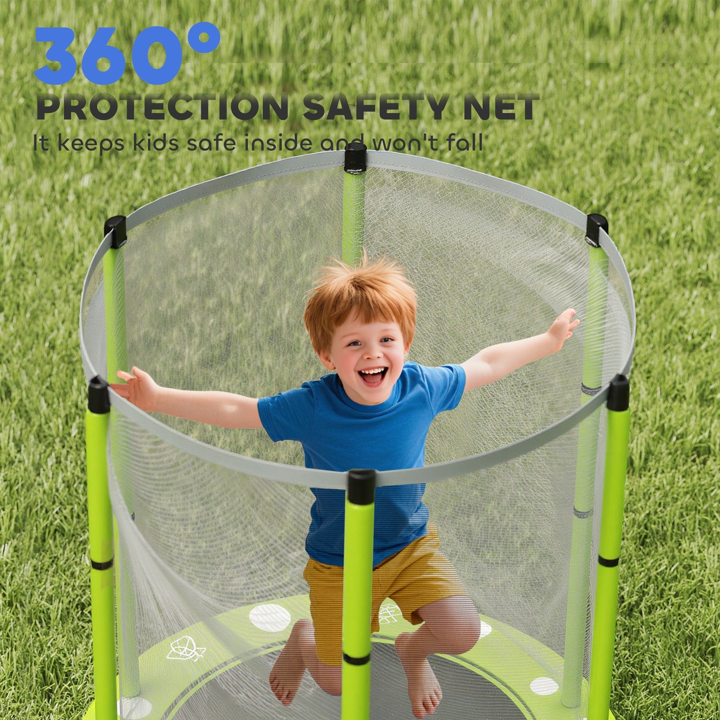 4.6ft Toddler Trampoline w/ Safety Enclosure Net