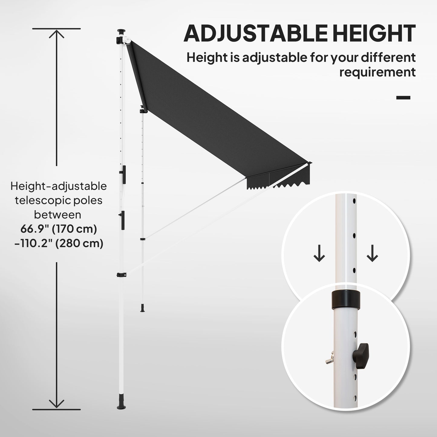 3x1.5m  Adjustable Outdoor Aluminium Frame Awning
