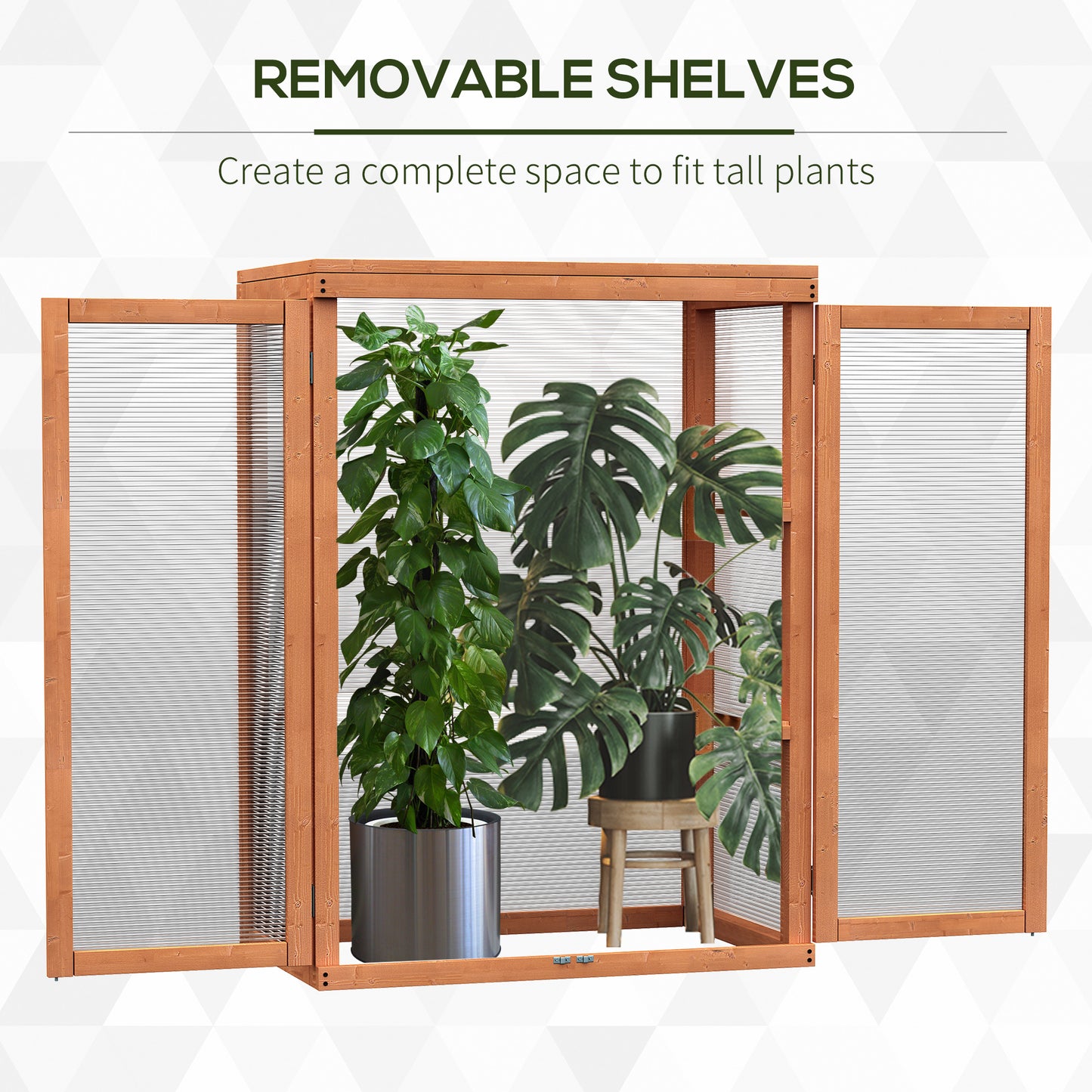3-tier Wood Greenhouse Garden Polycarbonate Cold Frame Balcony Grow