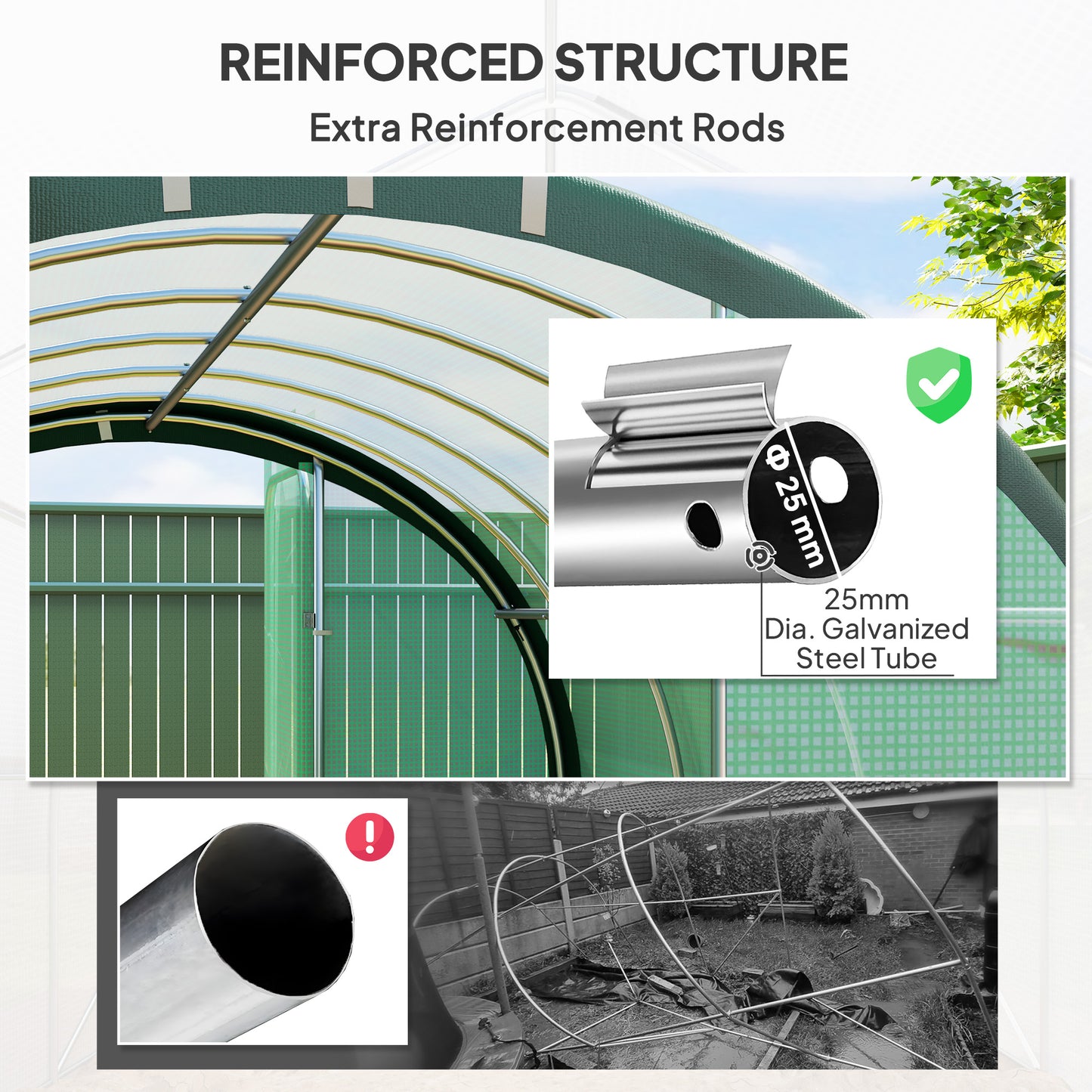 3 x 2 m Polytunnel Greenhouse, with Reinforced PE Cover