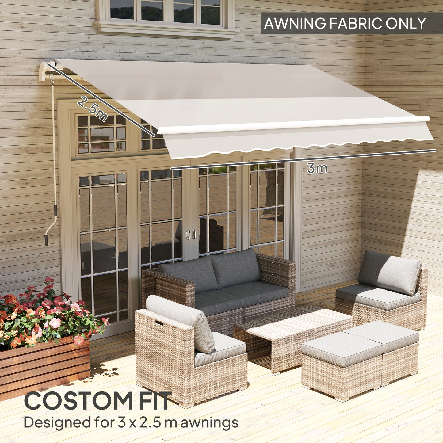 Awning Replacement Canopy, Water Resistant UPF 50+ Sun Shade Cover