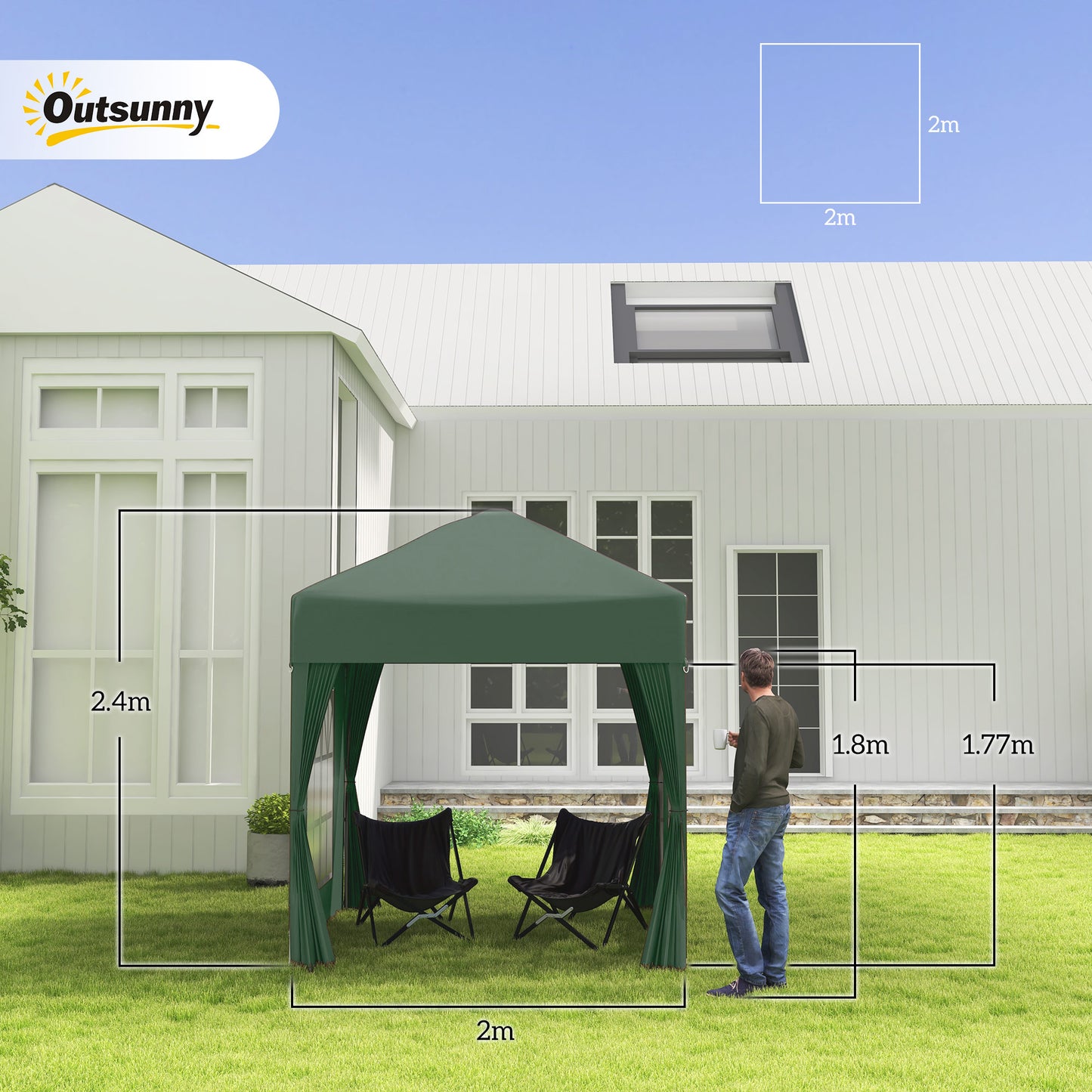 2 x 2 m Garden Pop Up Gazebo, Wedding Party Tent Marquee